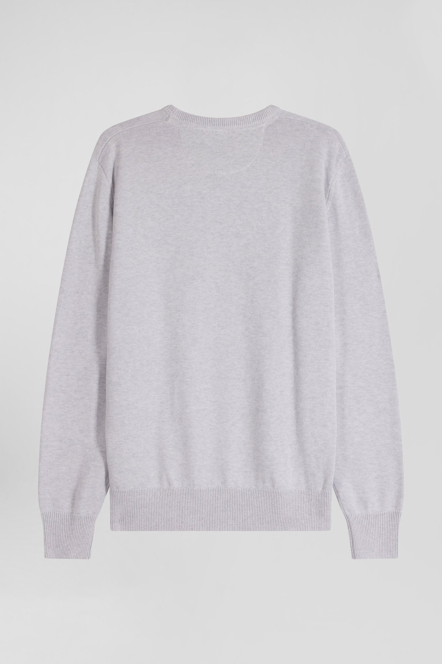 Regular grey wool and cotton crew neck jumper