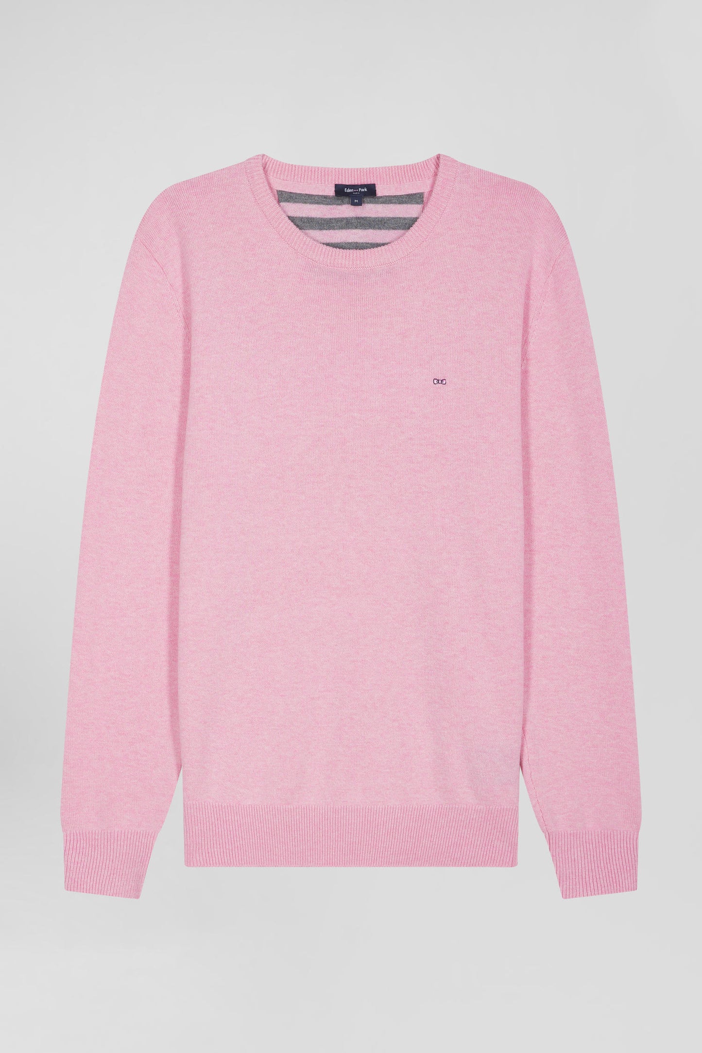 Regular pink wool and cotton crew neck jumper