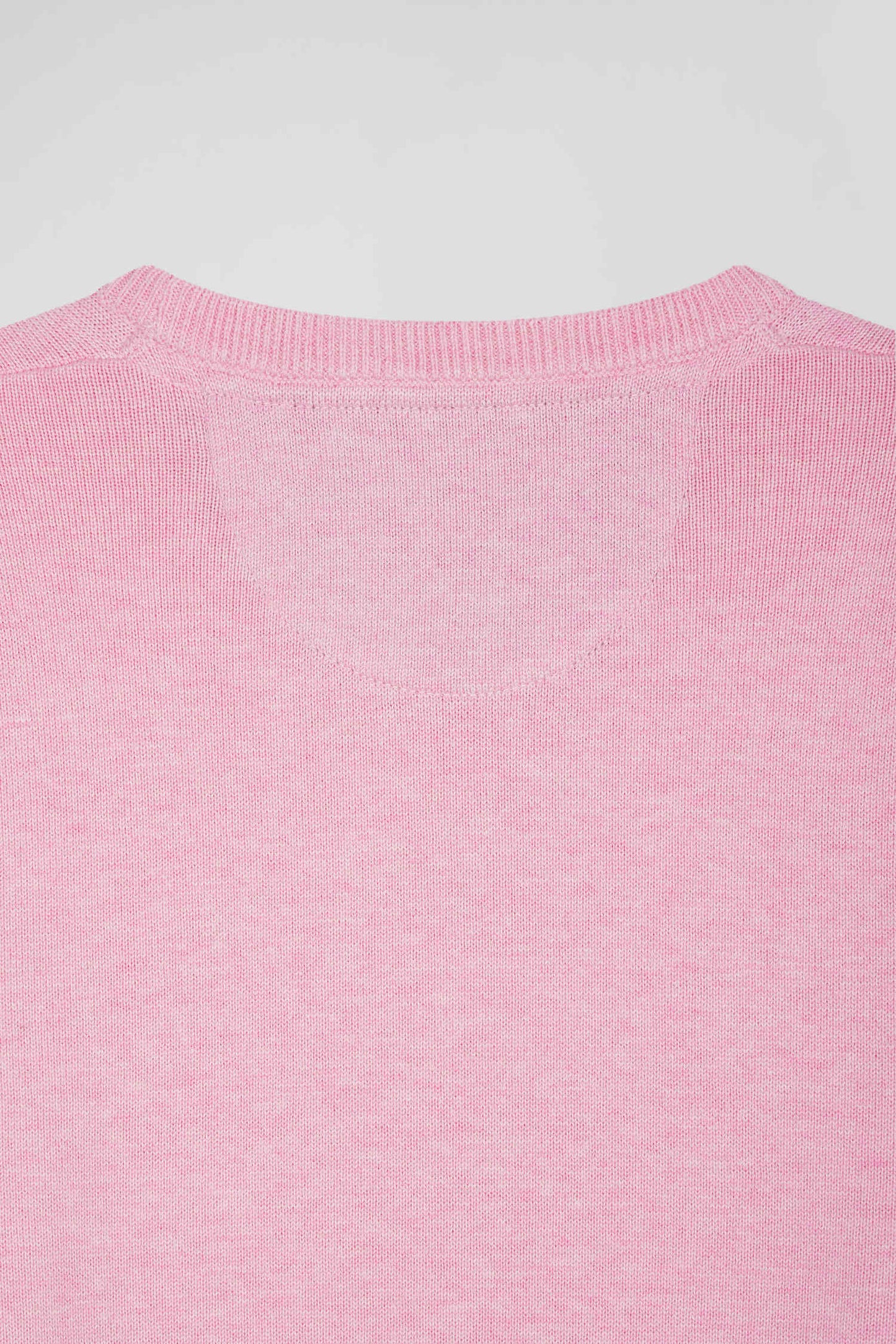 Regular pink wool and cotton crew neck jumper