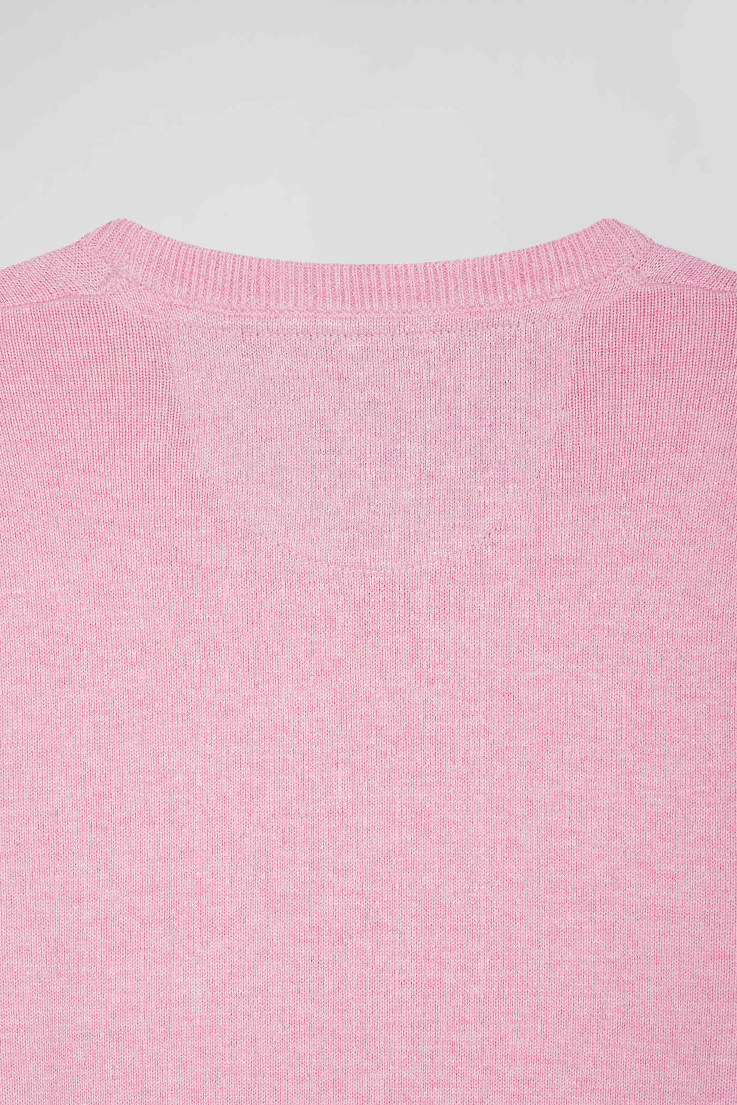 Regular pink wool and cotton crew neck jumper