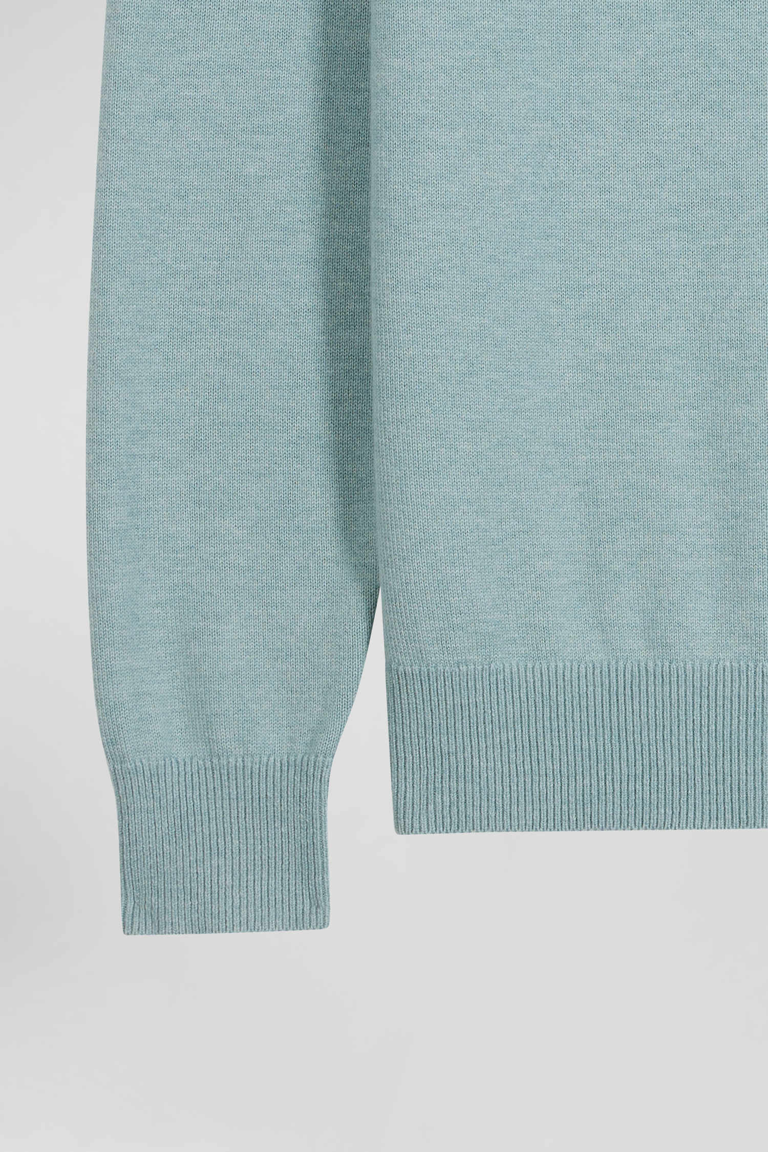 Regular green wool and cotton crew neck jumper