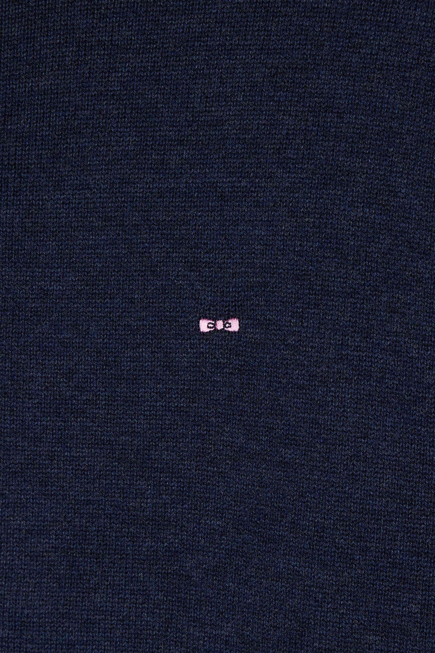 Regular dark blue semi-zipped wool and cotton jumper