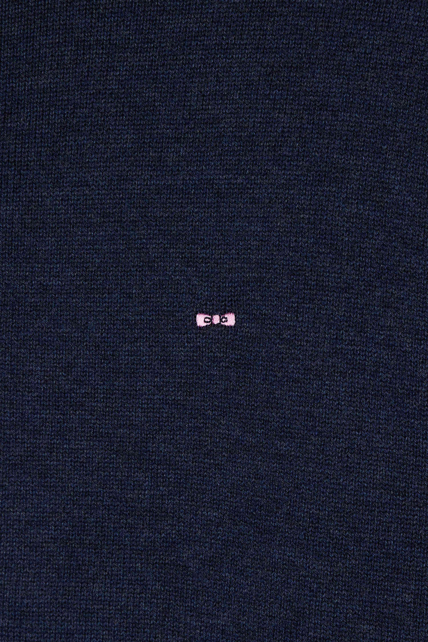 Regular dark blue semi-zipped wool and cotton jumper