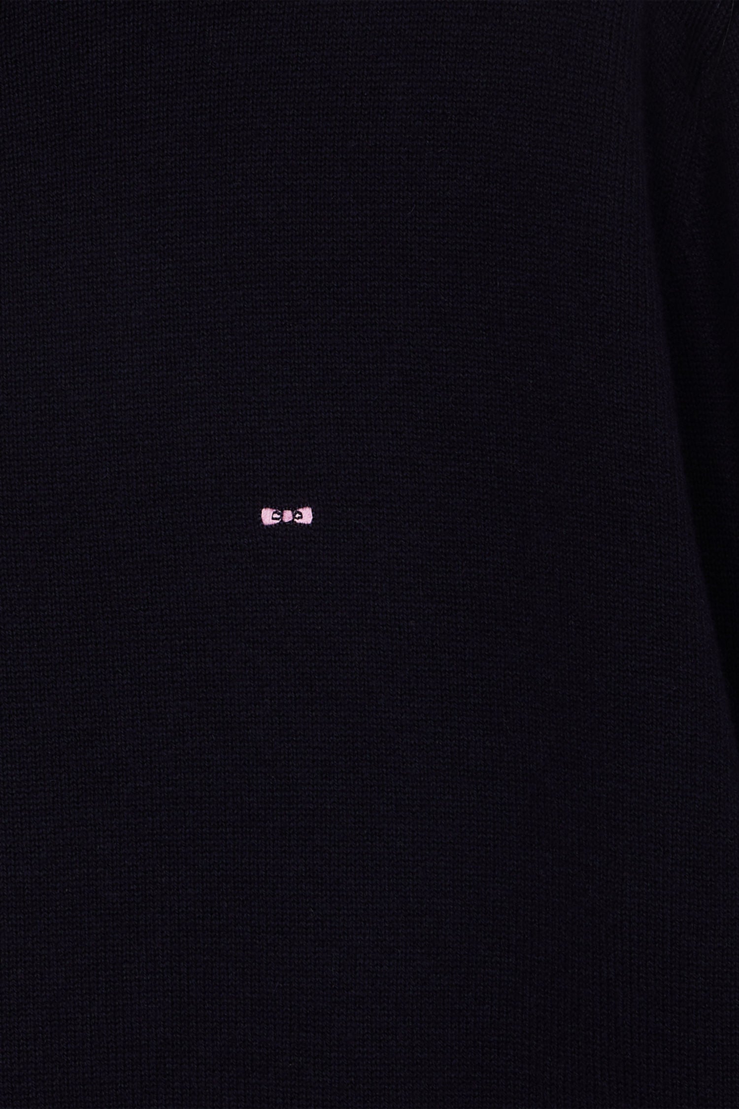 Regular navy blue semi-zipped wool and cotton jumper