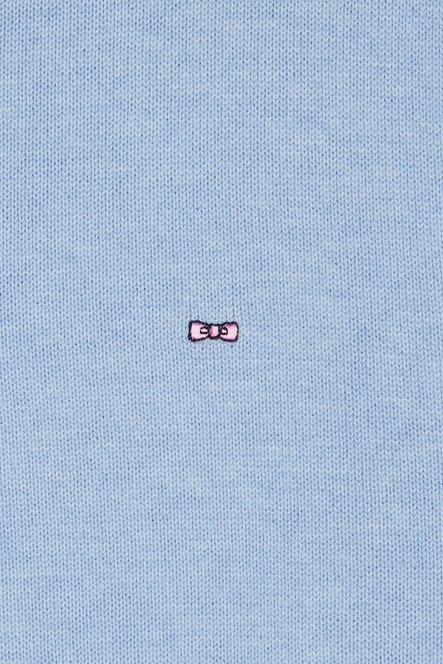 Regular sky blue semi-zipped wool and cotton jumper