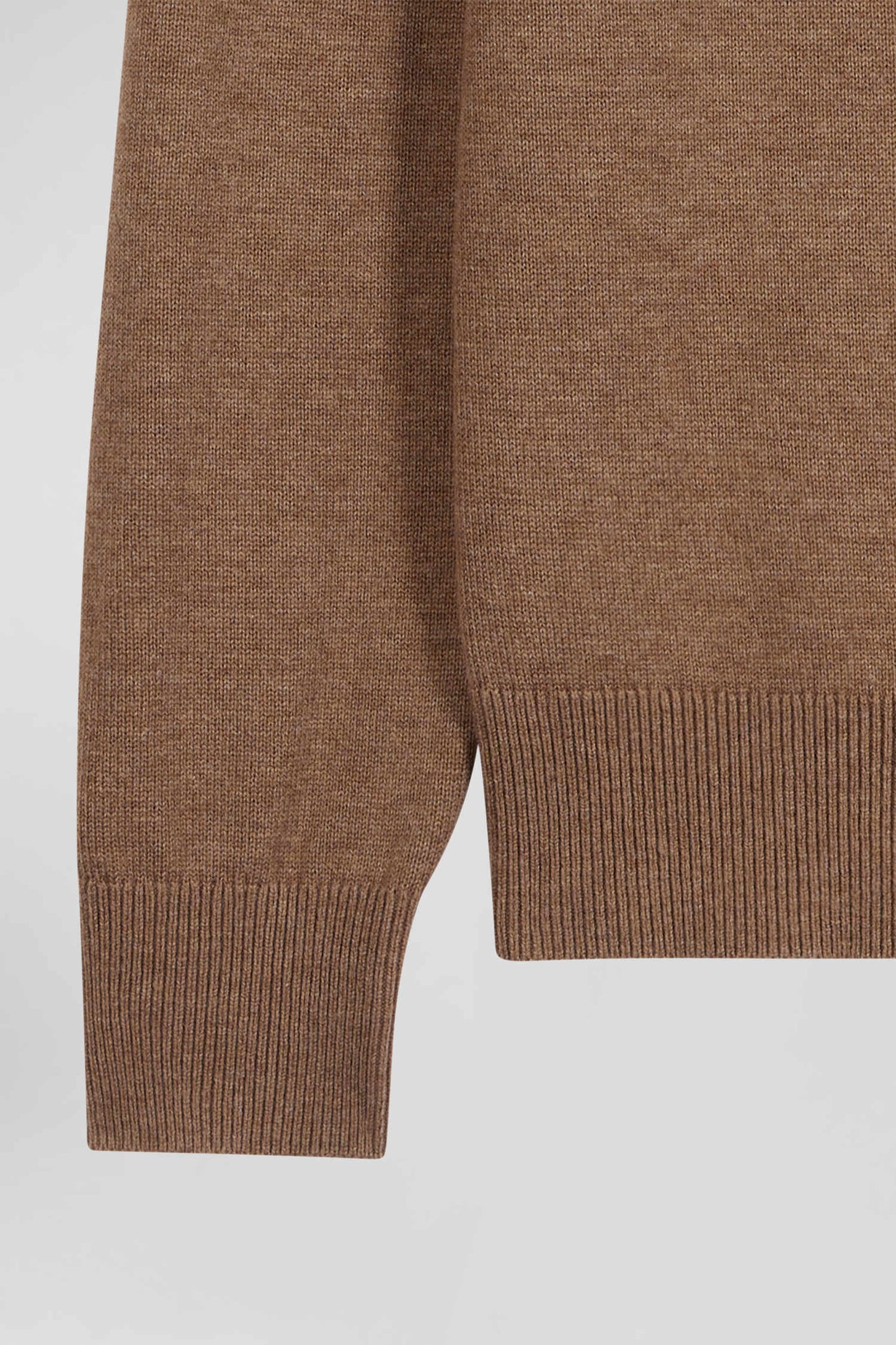 Regular camel wool and cotton turtleneck jumper