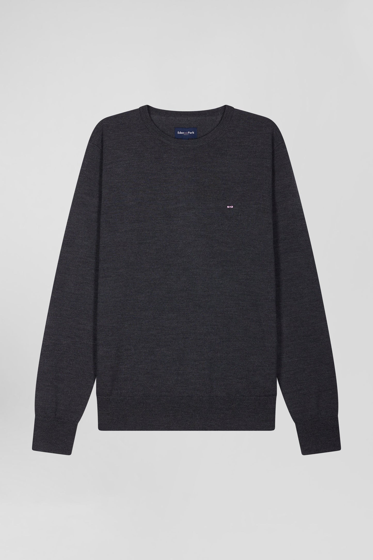 Regular anthracite grey merino wool V-neck jumper