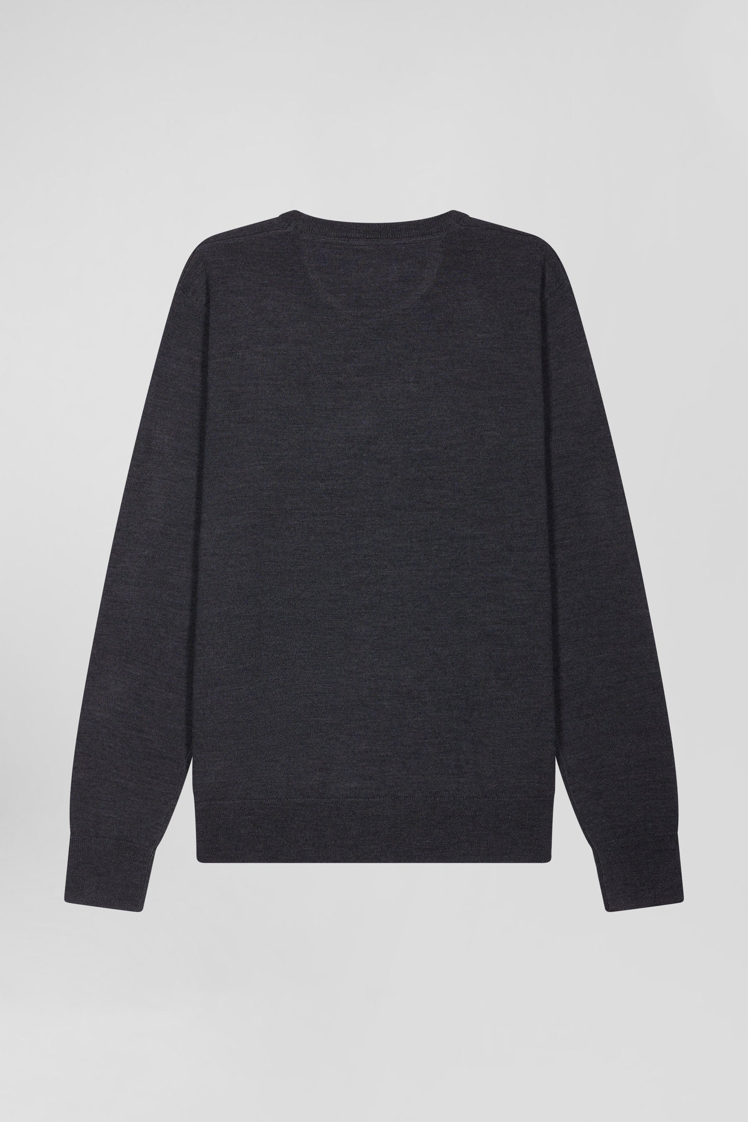 Regular anthracite grey merino wool V-neck jumper