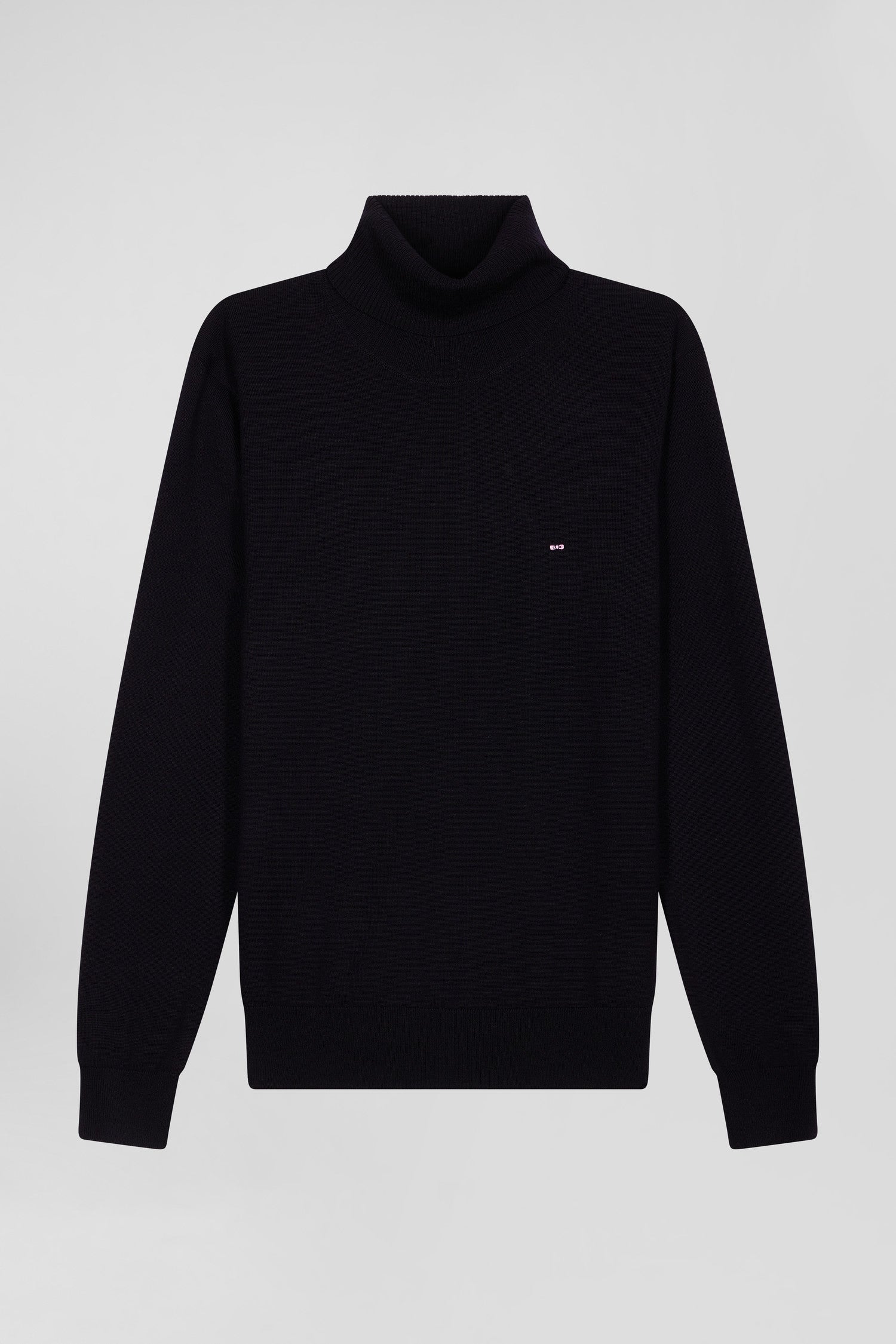 Regular navy blue merino wool turtleneck jumper