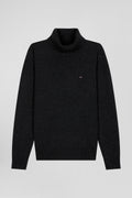 Regular black merino wool turtleneck jumper