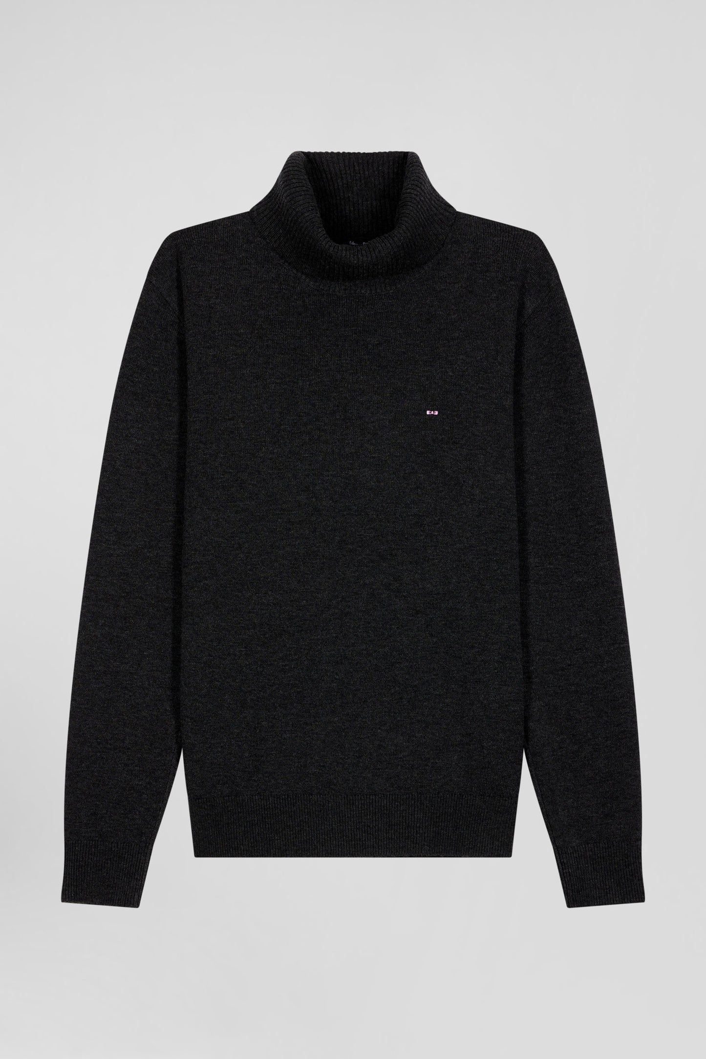 Regular black merino wool turtleneck jumper