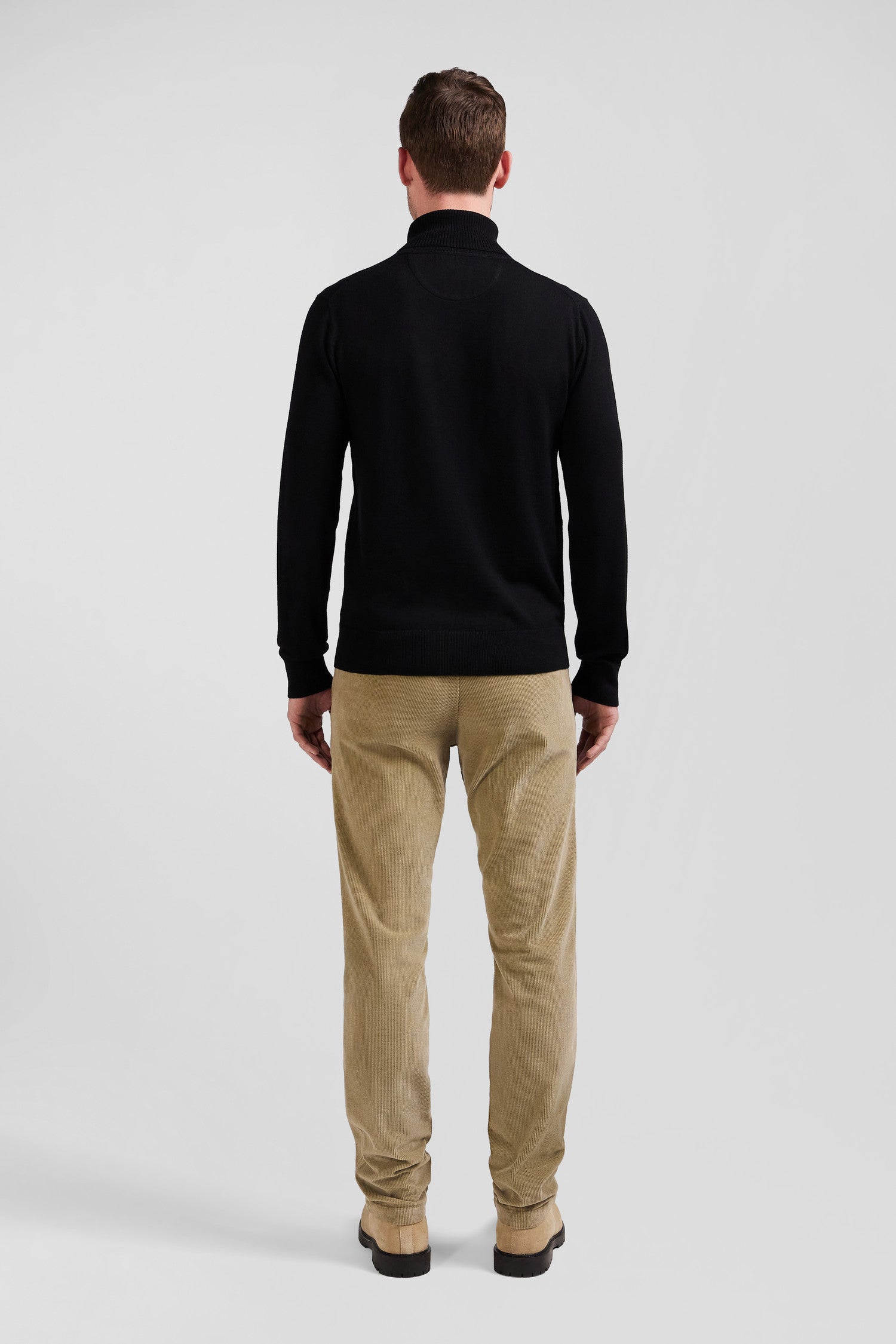 Regular black merino wool turtleneck jumper