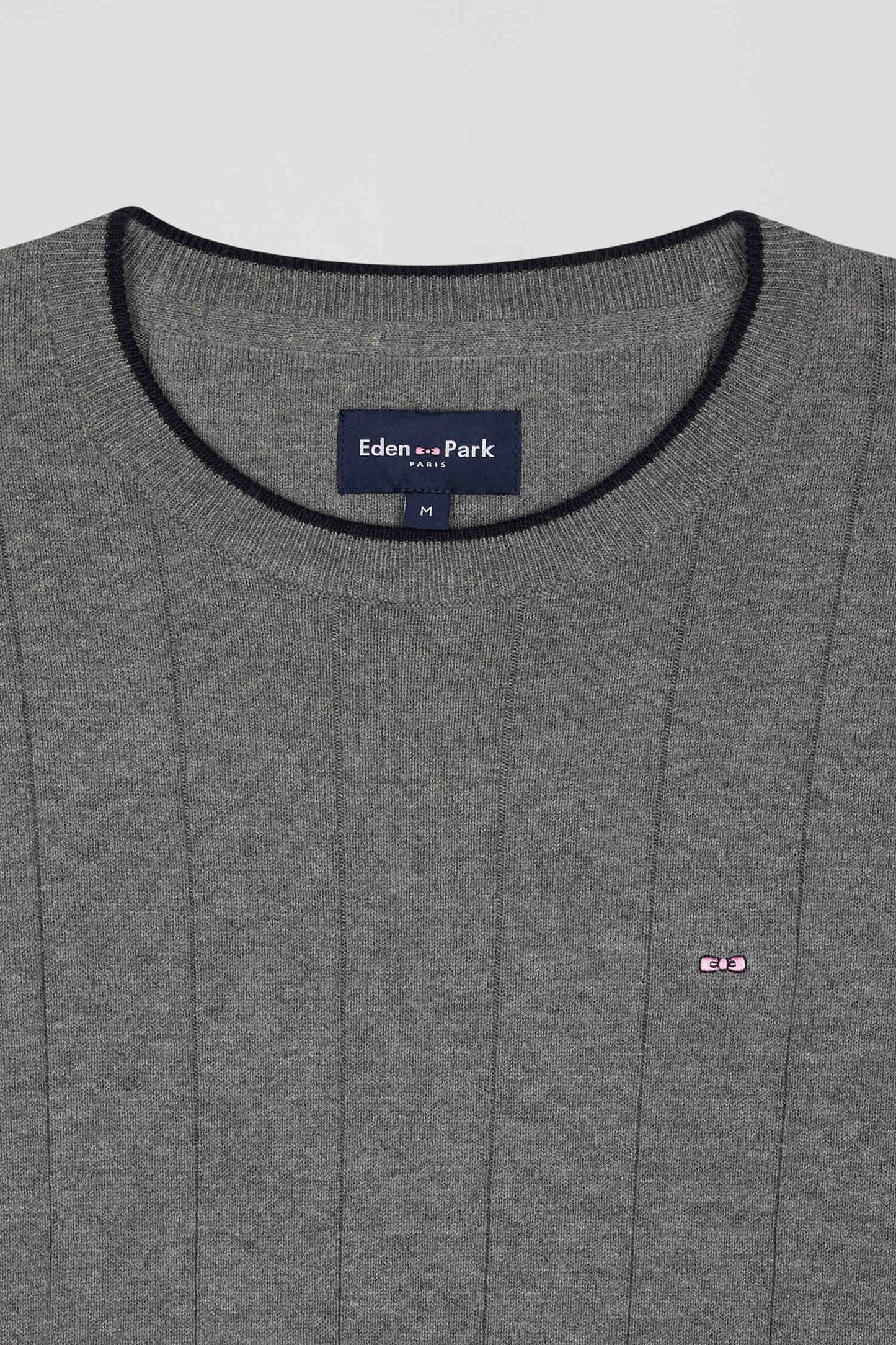 Regular grey cotton and cashmere crew neck jumper