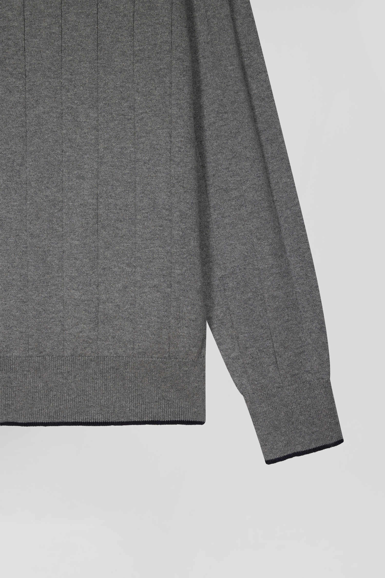 Regular grey cotton and cashmere crew neck jumper