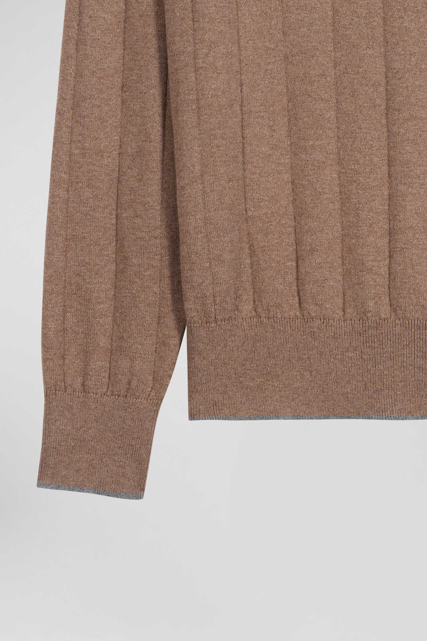 Regular brown cotton and cashmere crew neck jumper