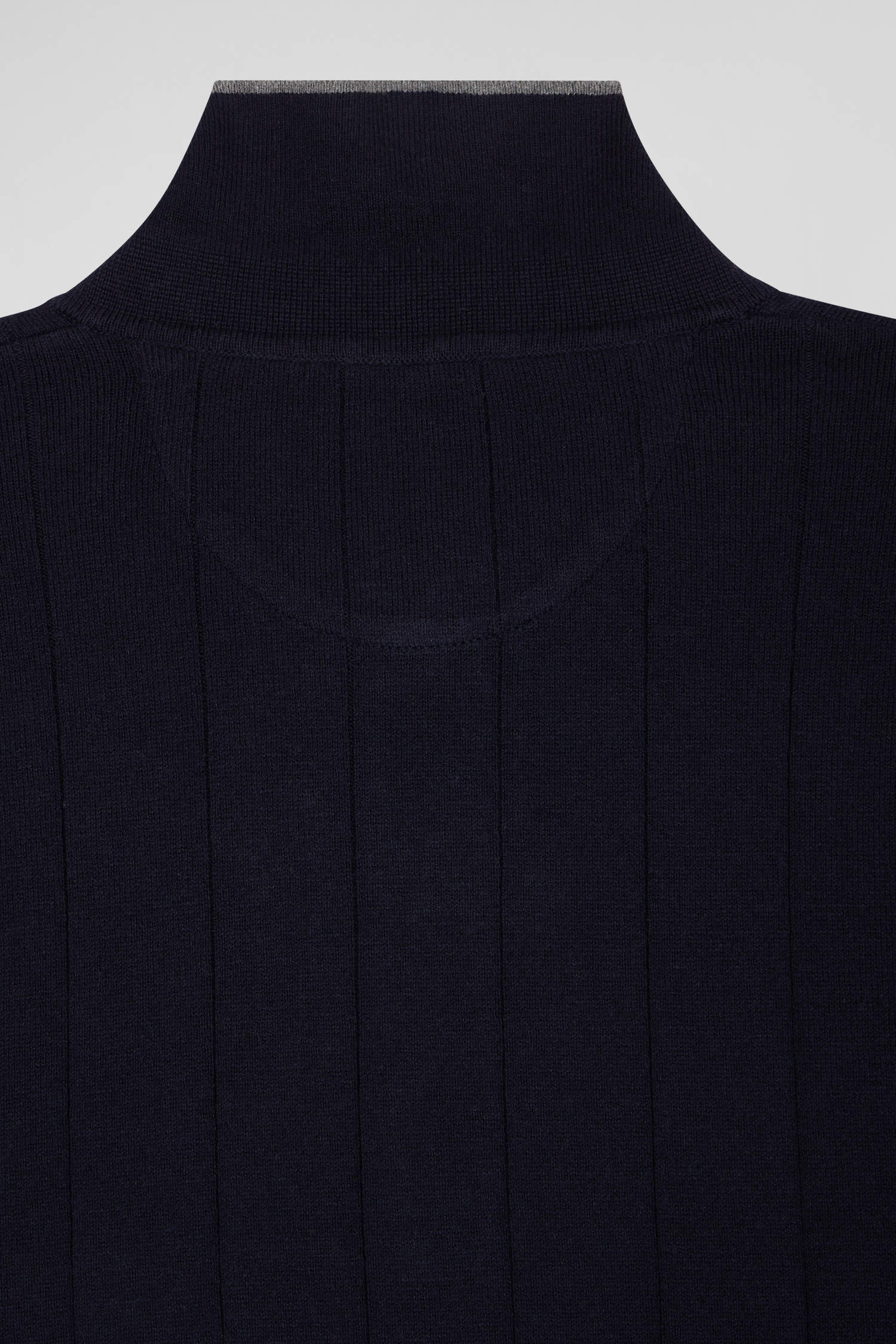 Regular navy blue cotton and cashmere jumper with rugby shirt collar