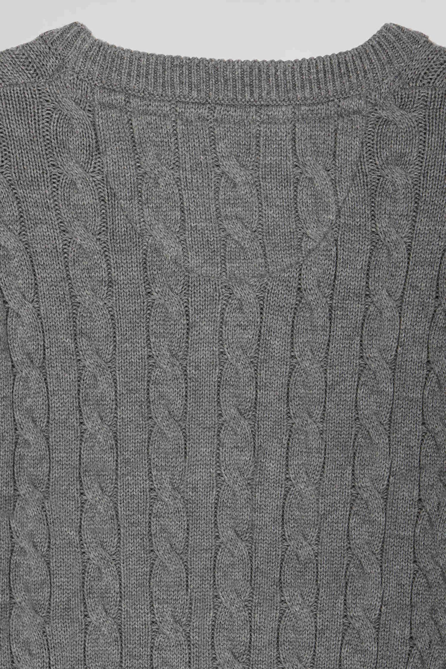 Regular brown wool and cotton crew neck jumper with knit patterns