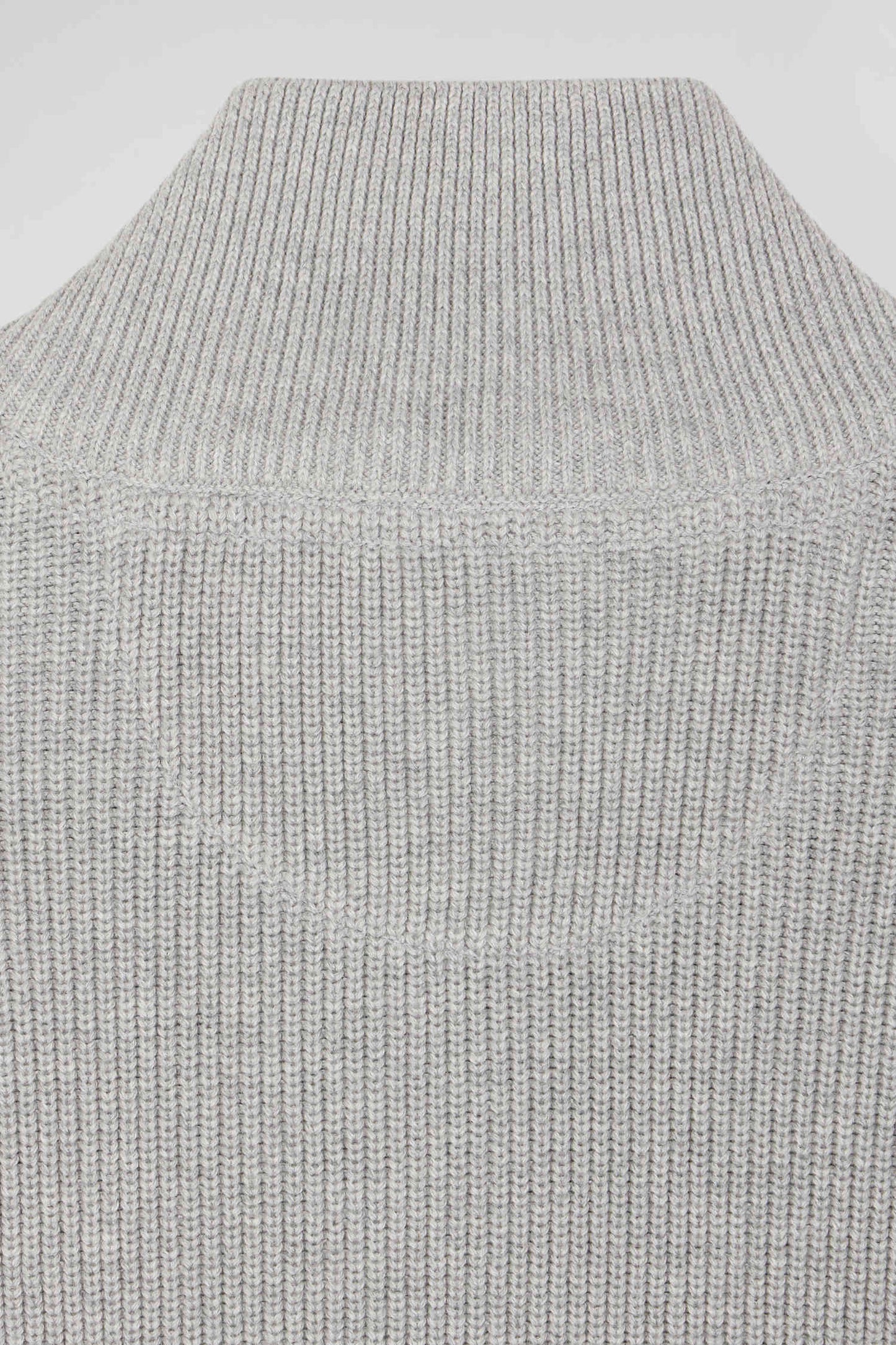 Grey cotton half-zip jumper with knit details Regular fit