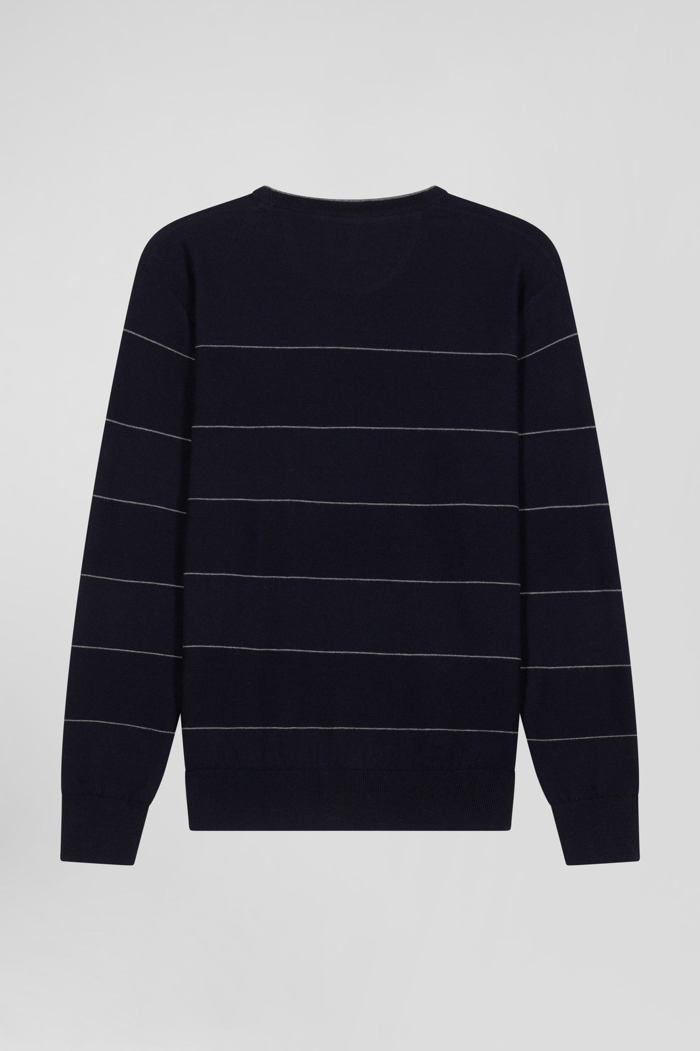 Regular navy striped cotton and cashmere crew neck jumper