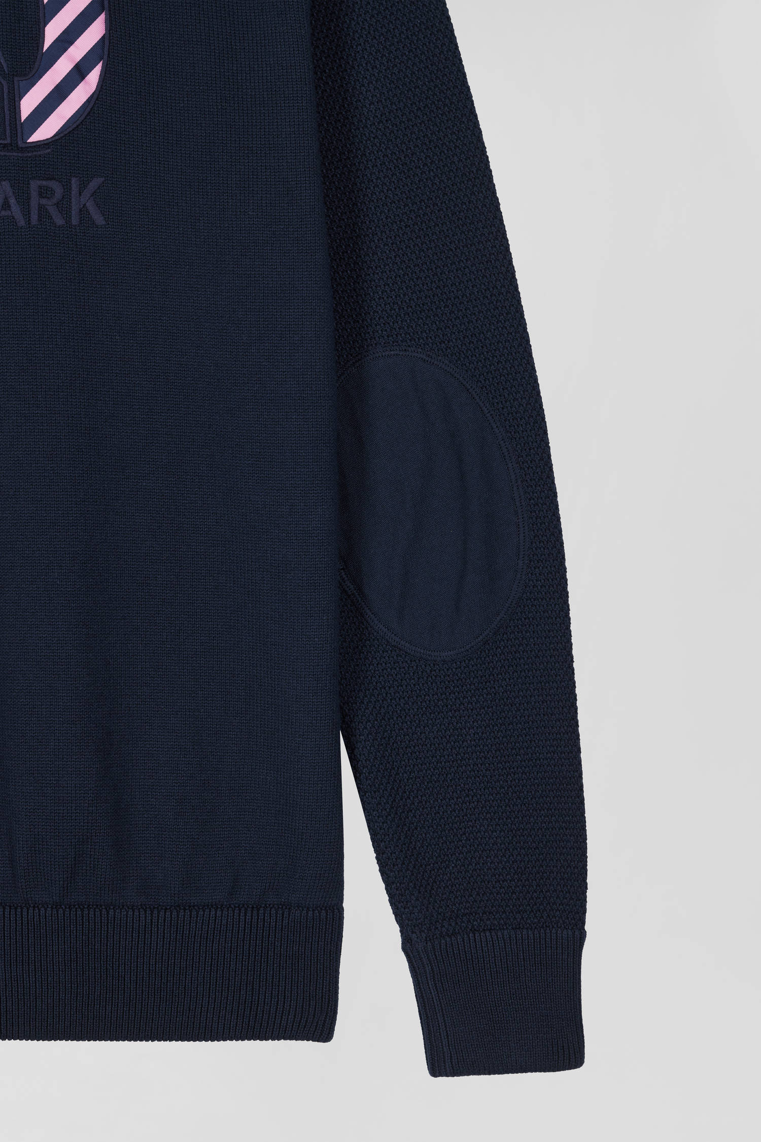 Regular navy blue cotton jumper with N°10 embroidery and rugby shirt collar