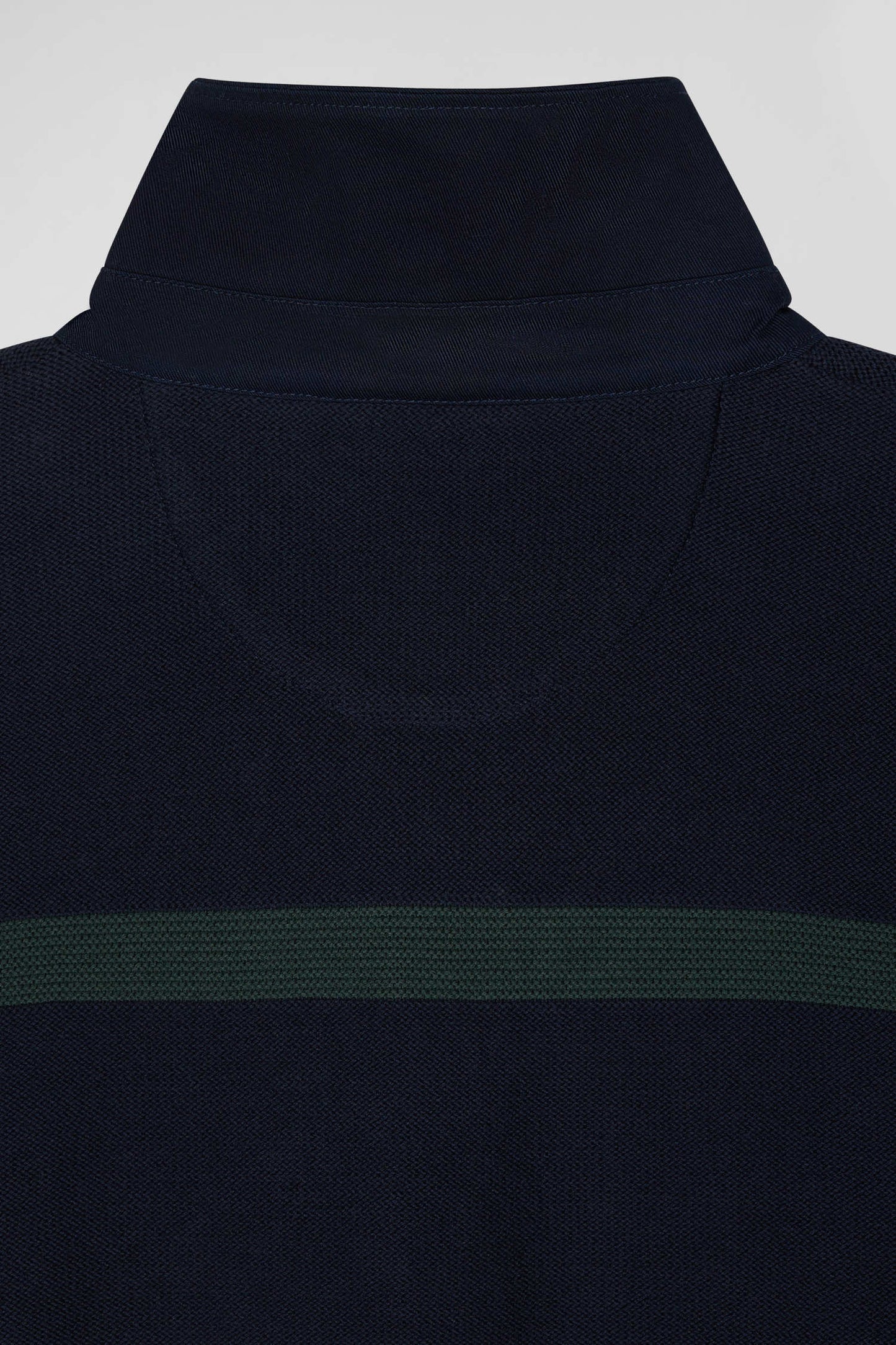 Regular green striped cotton polo neck jumper