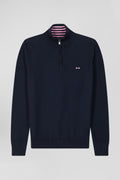 Pull col camionneur en coton bleu marine coupe Regular