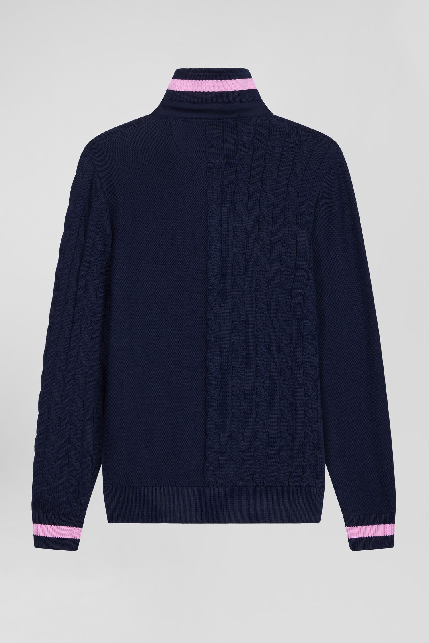 Regular navy blue cotton jumper with rugby shirt collar