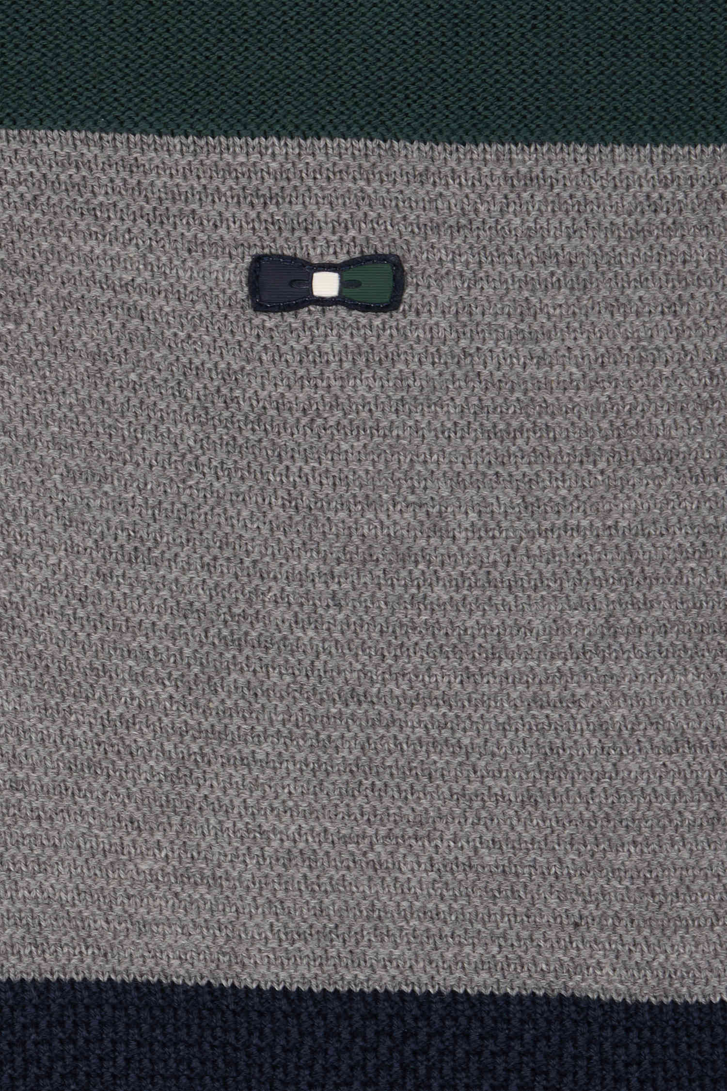 Pull col maillot en coton vert à jeux de maille coupe Regular