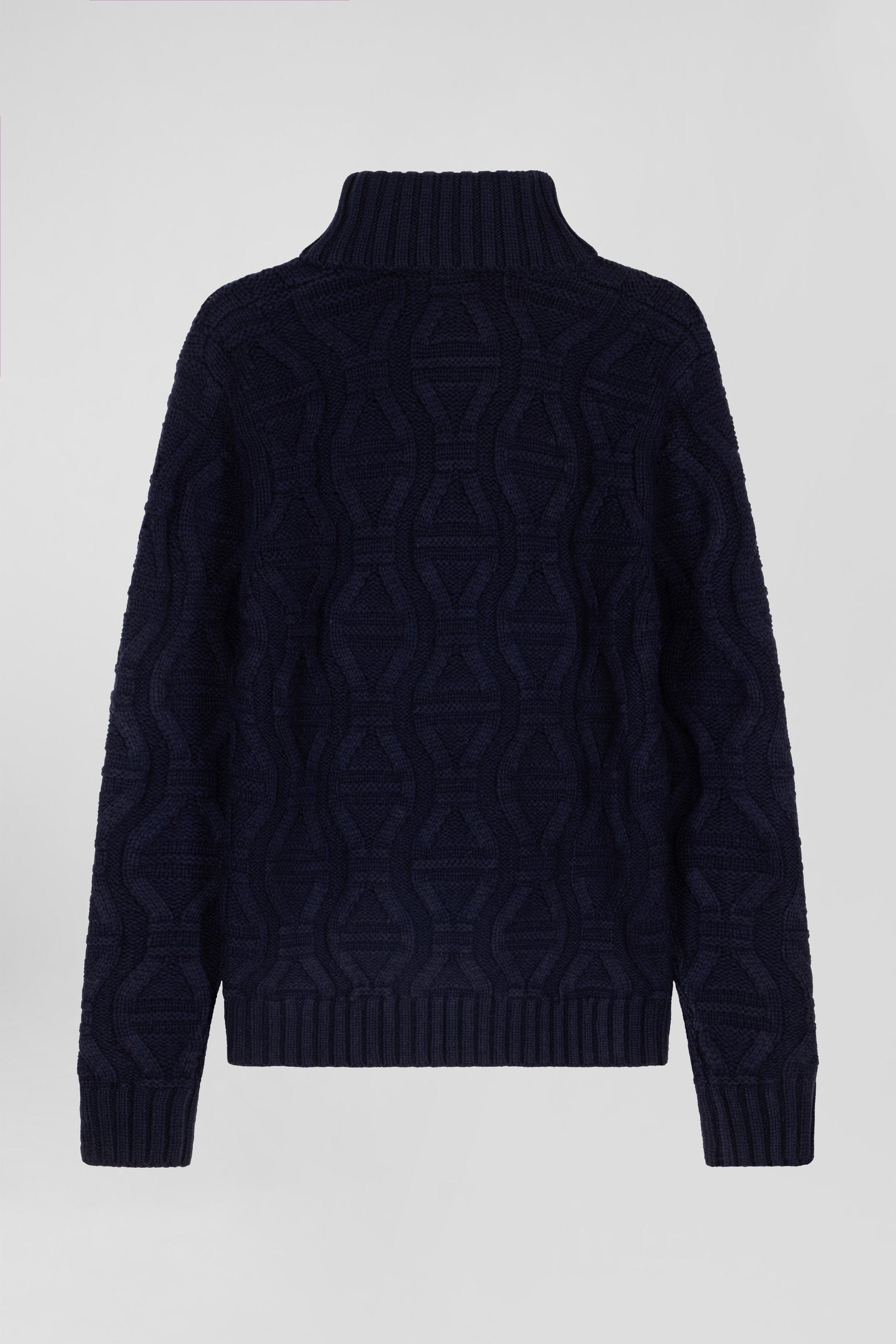 Regular navy blue virgin wool and recycled polyamide turtleneck jumper with 3D knitting