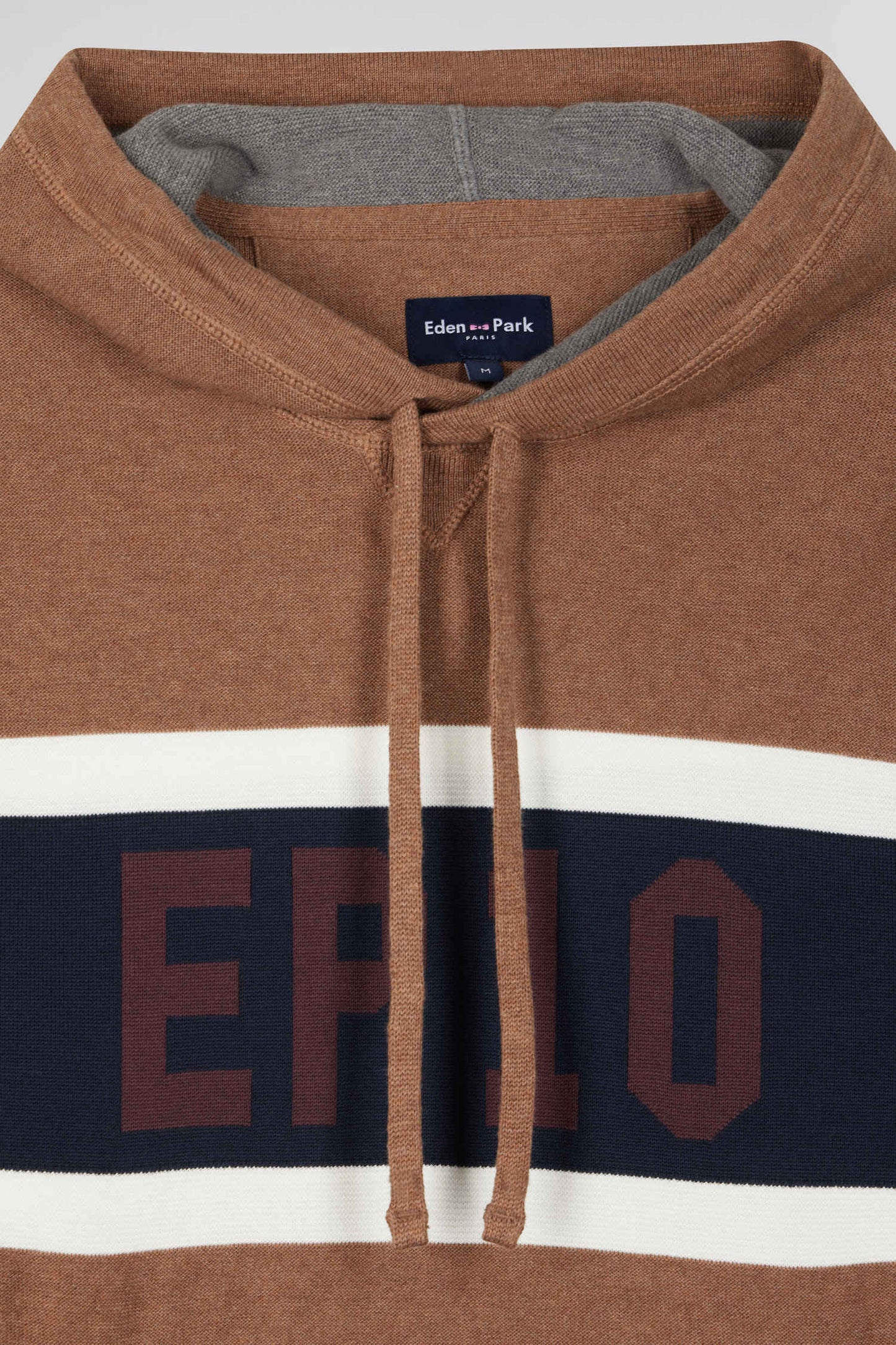 Hooded sweater in jacquard hazelnut cotton EP10 Regular fit