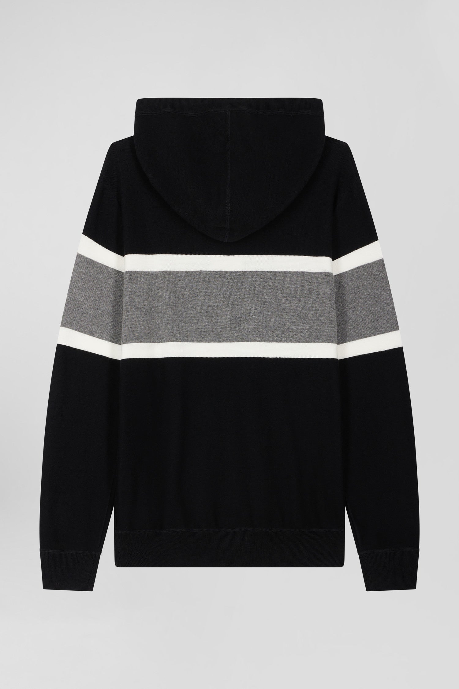 Regular black hooded jumper with EP10 jacquard