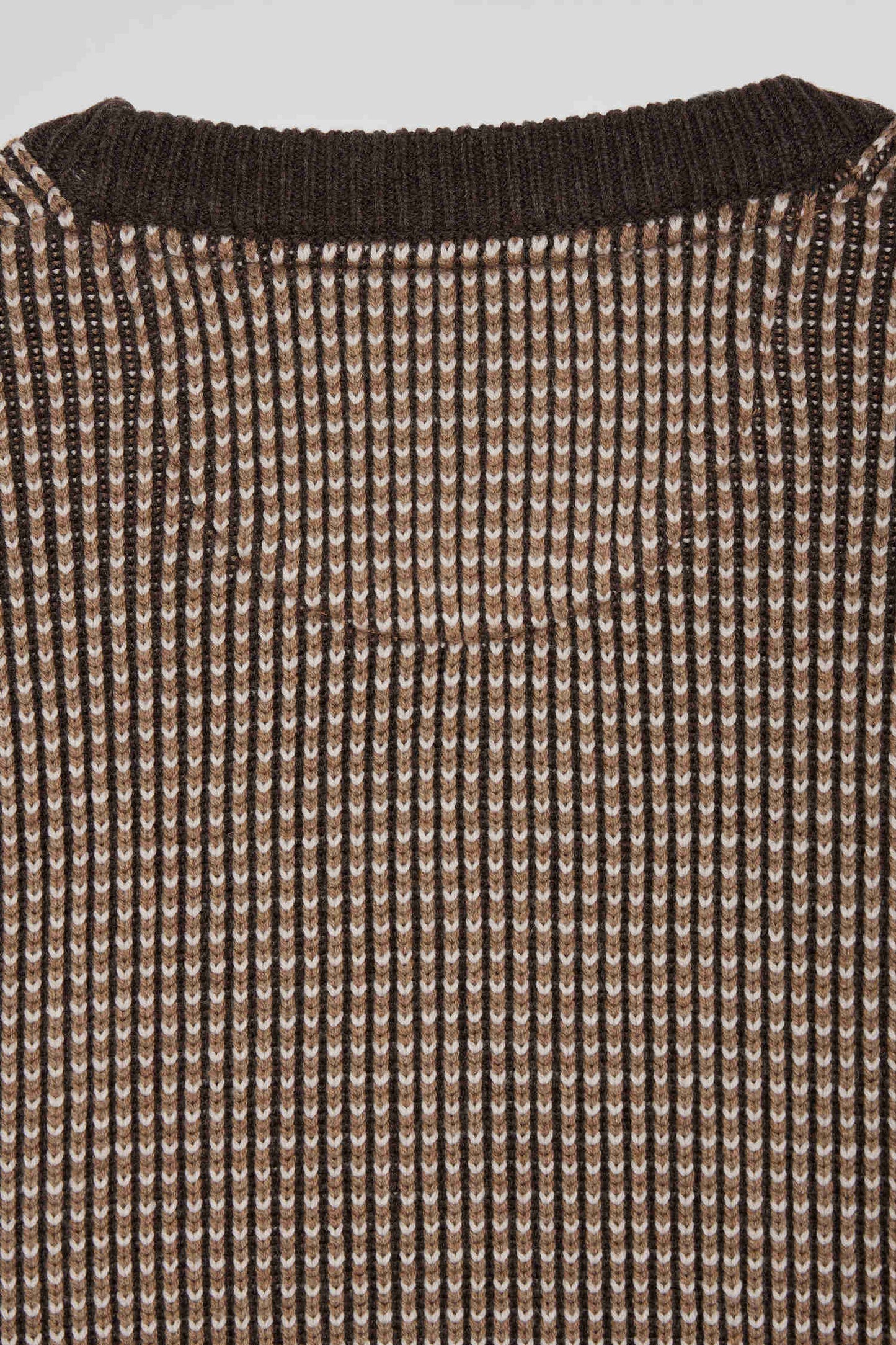 Regular brown wool and cotton crew neck jumper