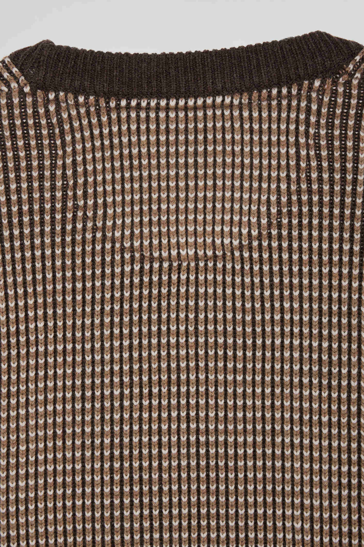 Regular brown wool and cotton crew neck jumper