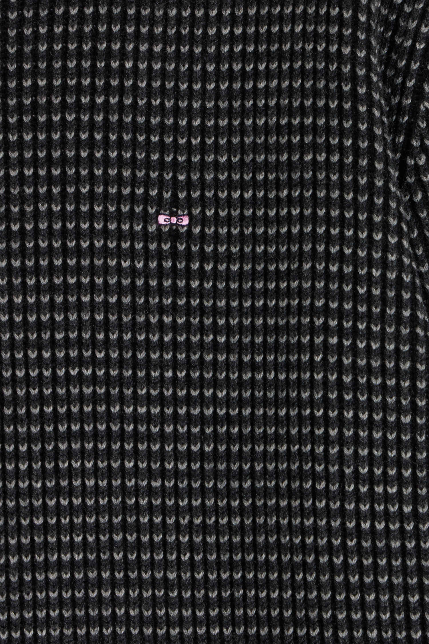 Regular black wool and cotton crew neck jumper