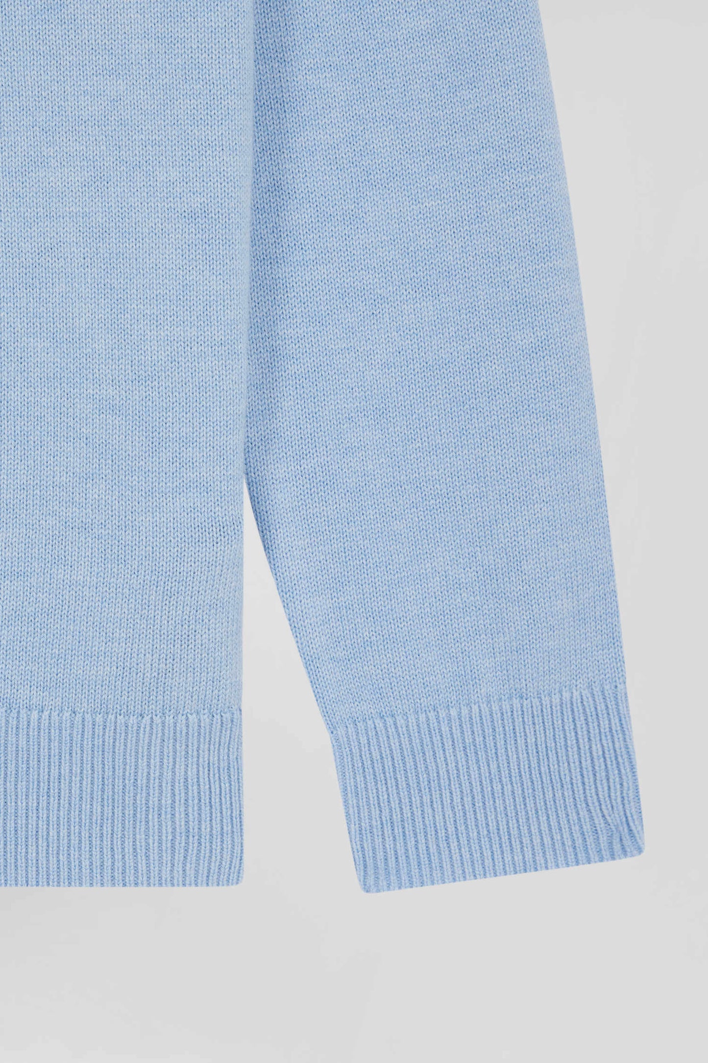 Regular sky blue wool and cotton crew neck jumper