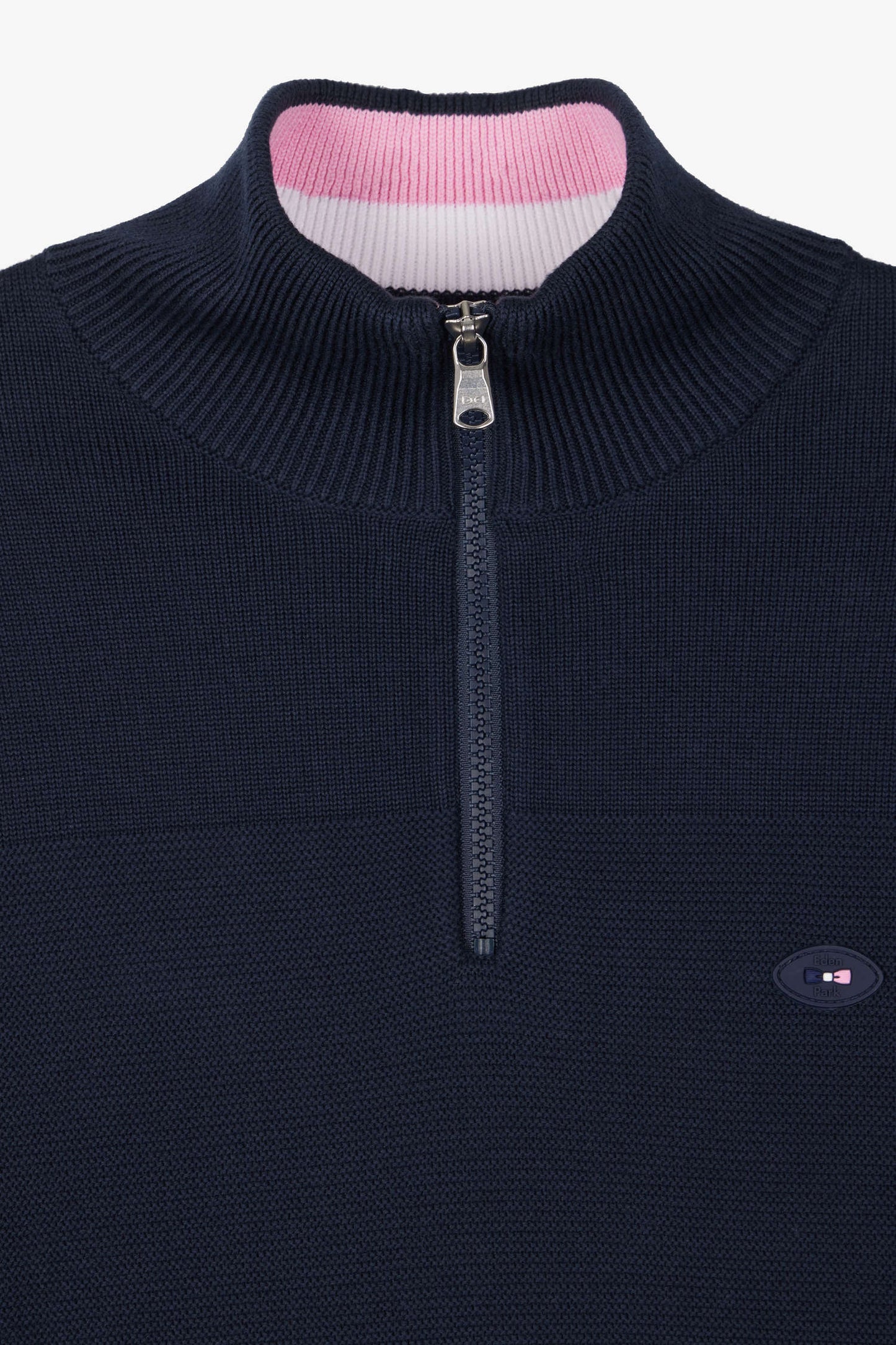 Regular navy blue XV de France cotton semi-zipped jumper