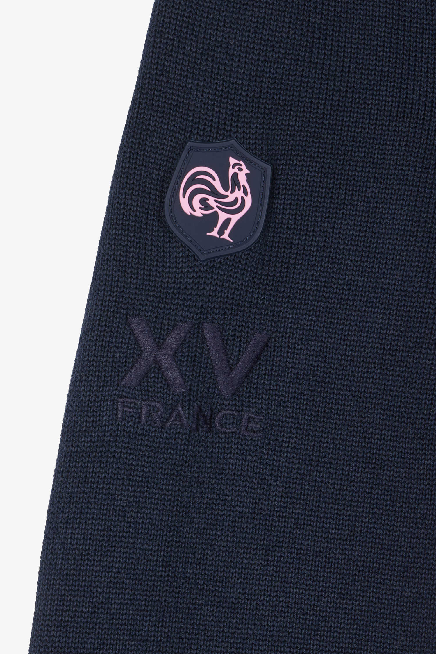 Regular navy blue XV de France cotton semi-zipped jumper