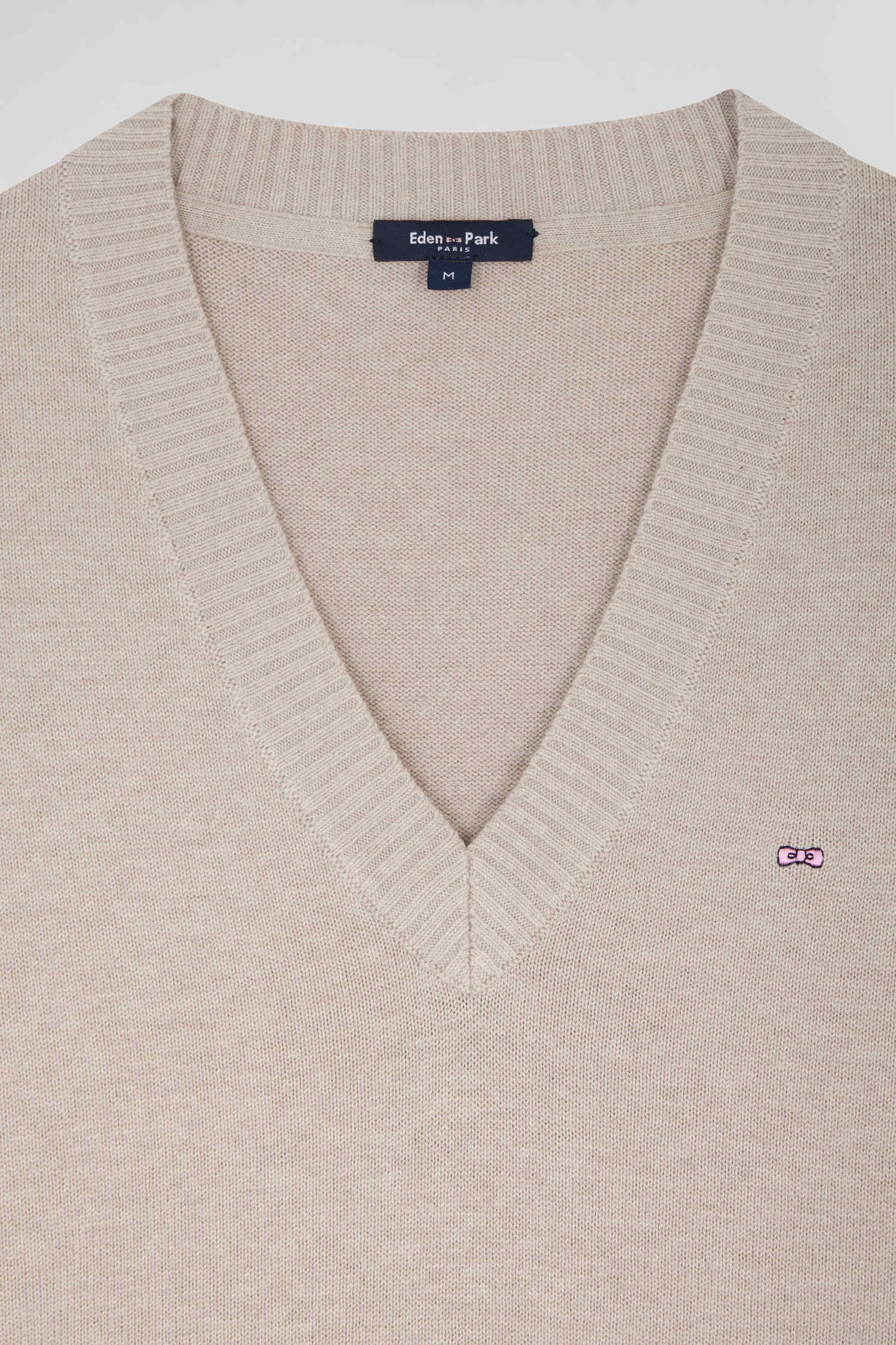 Relax beige wool and cotton V-neck jumper