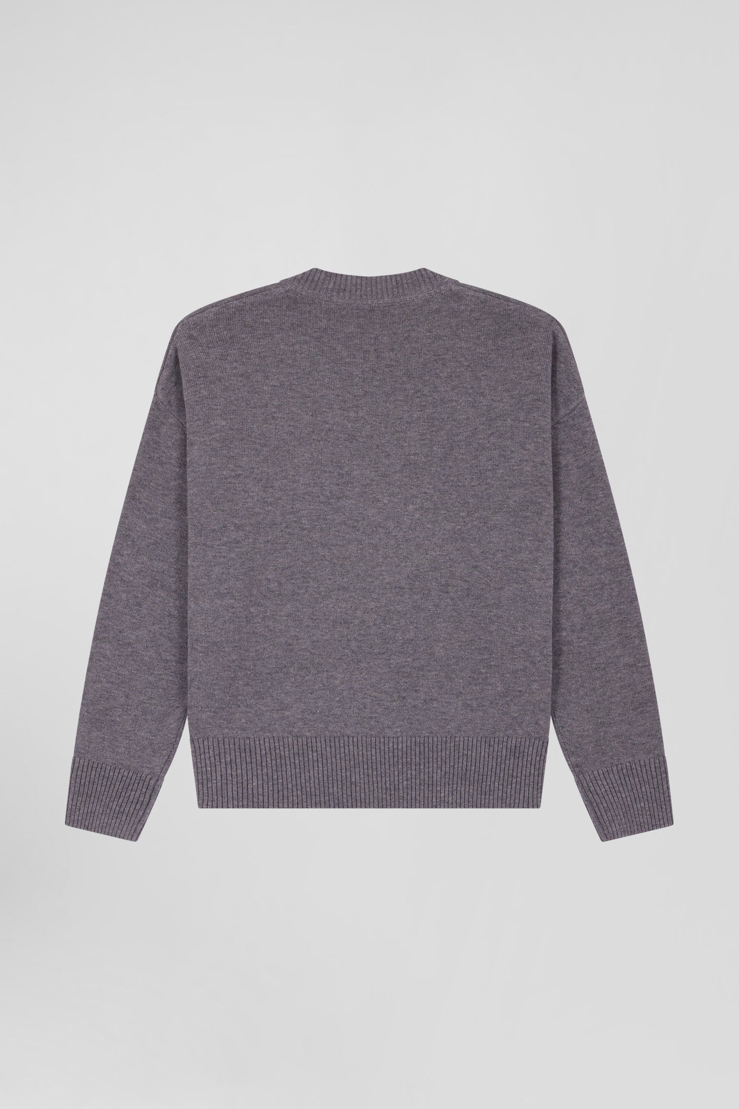 Pull col V en laine et coton gris clair coupe Relaxed