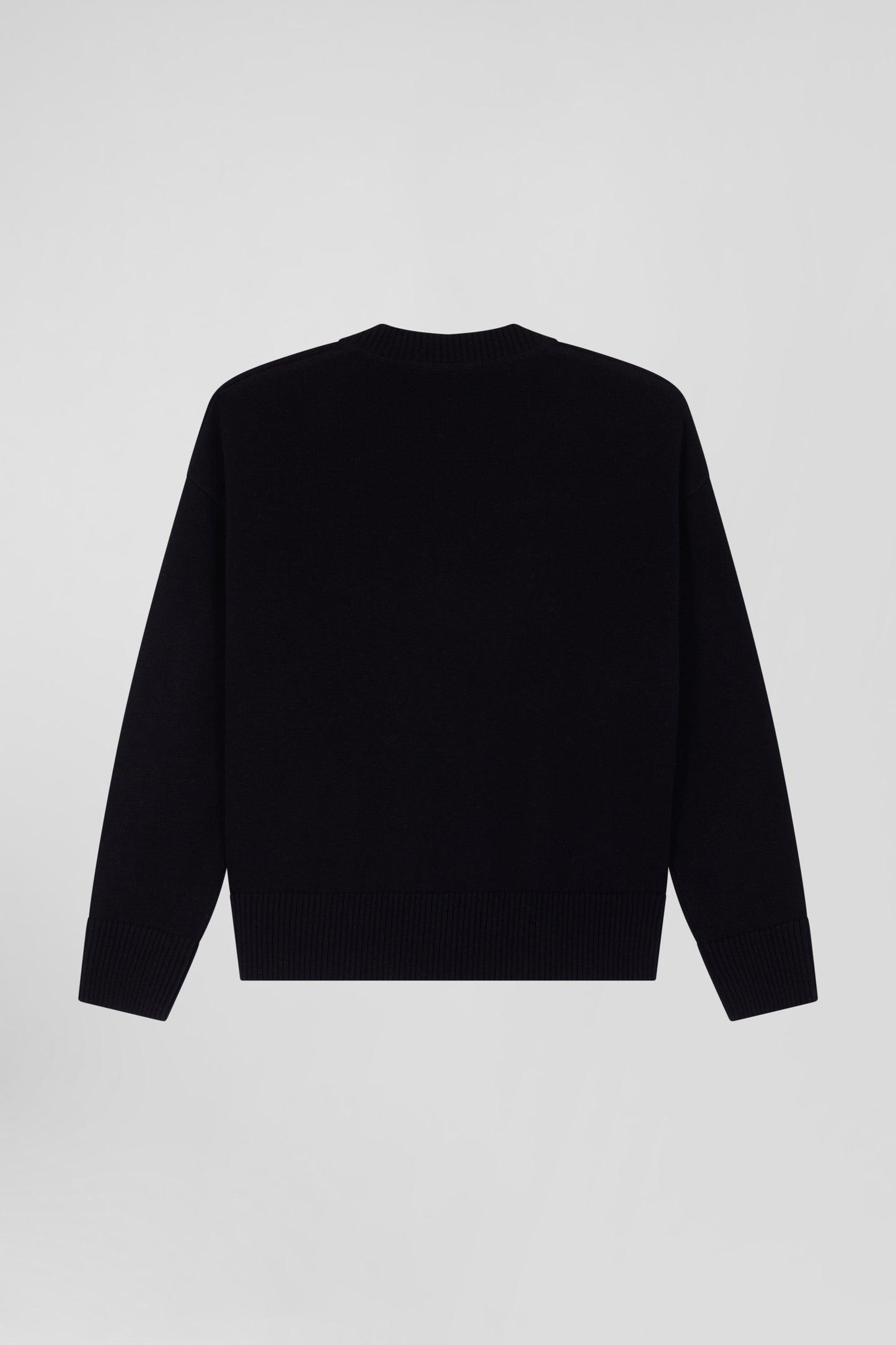 Pull col V en laine et coton noir coupe Relaxed