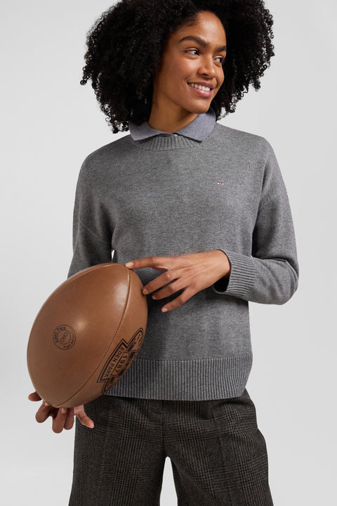 Relax dark grey wool and cotton crew neck jumper - Image 2