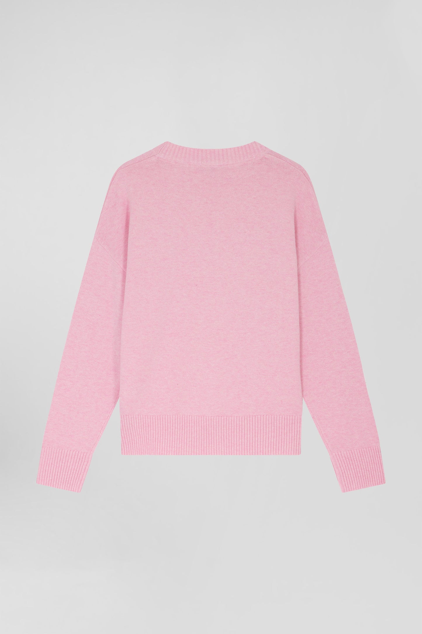 Pull col rond en laine et coton rose coupe Relaxed