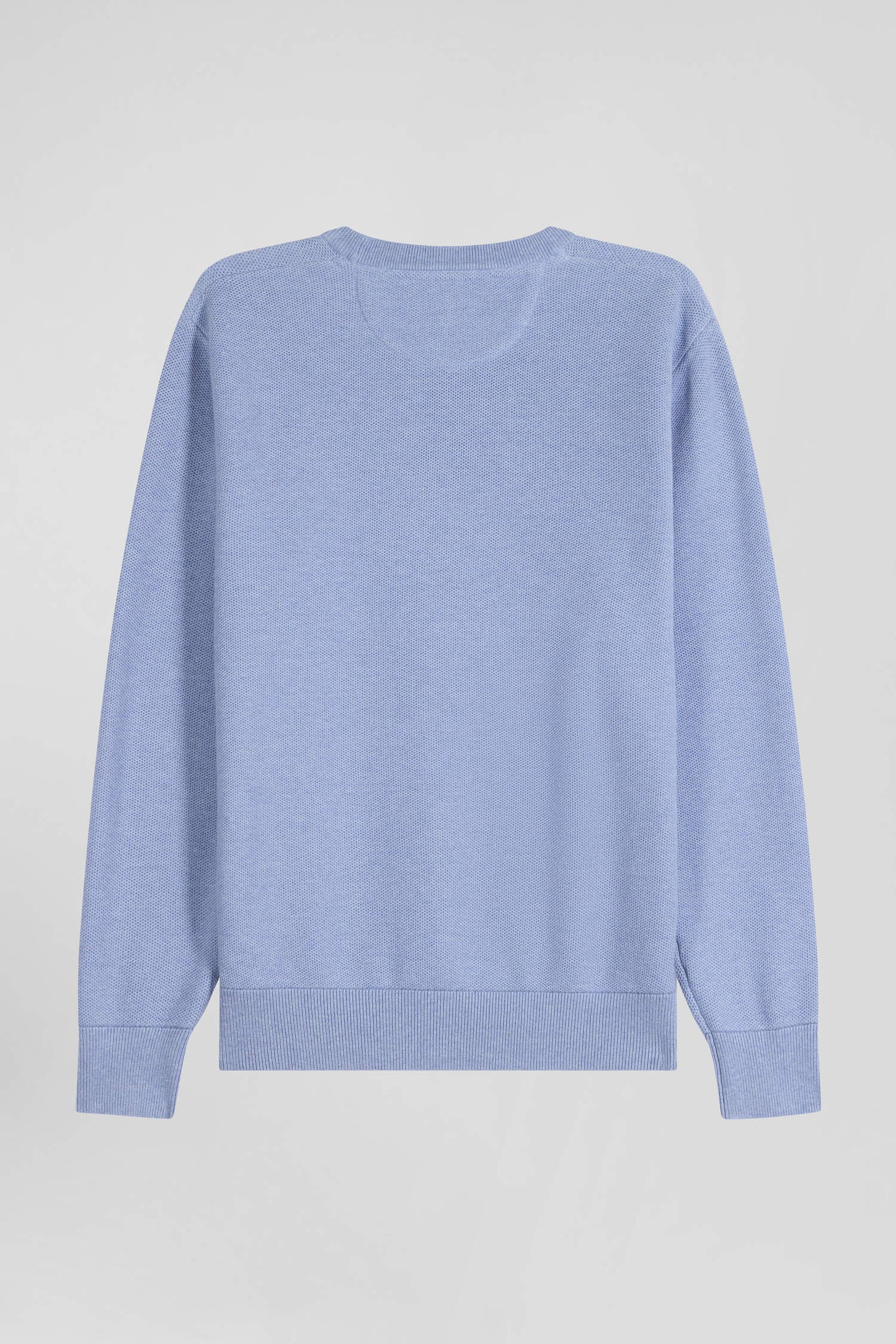 Regular sky blue cotton crew neck jumper