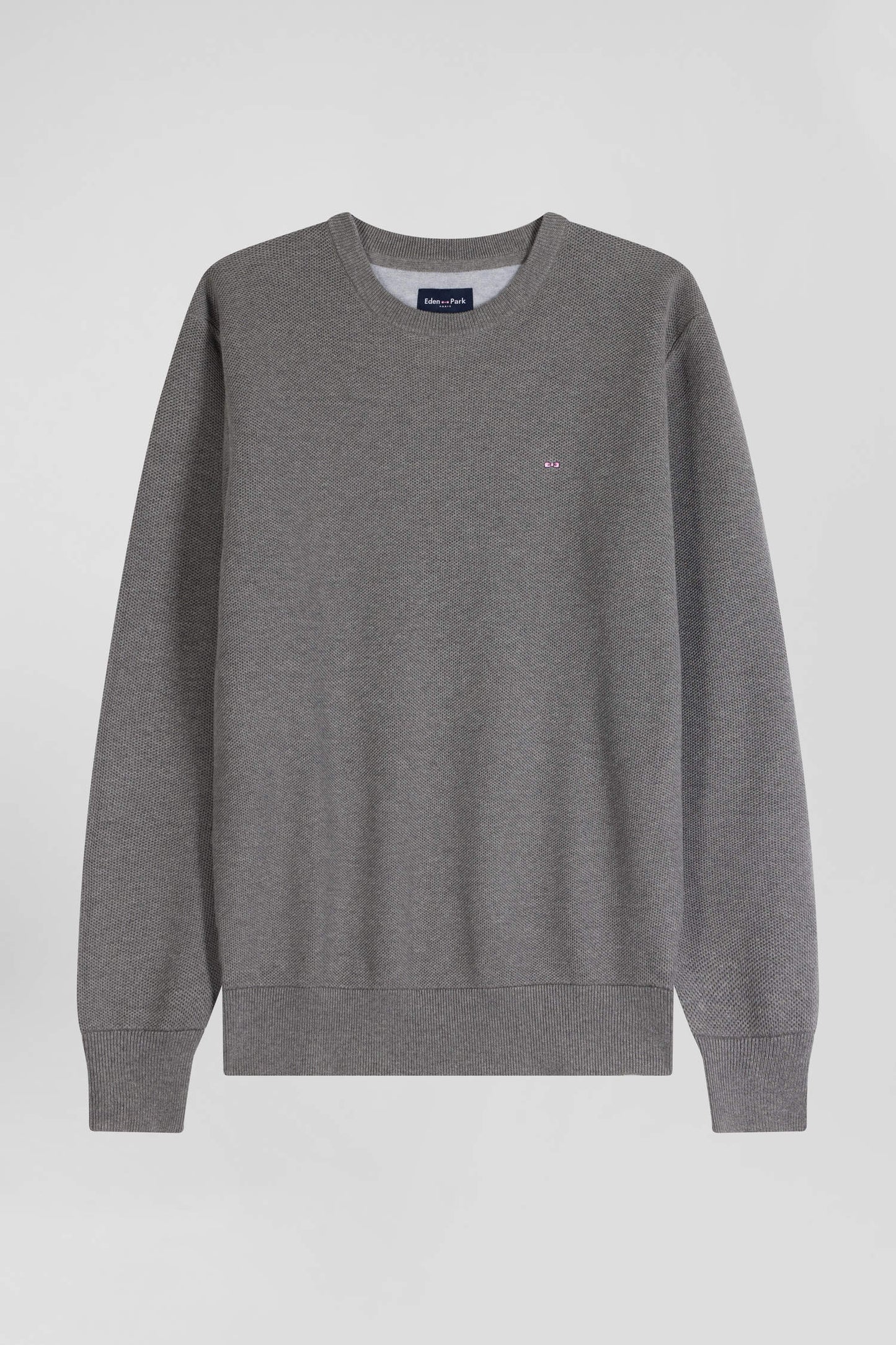 Regular grey cotton crew neck jumper