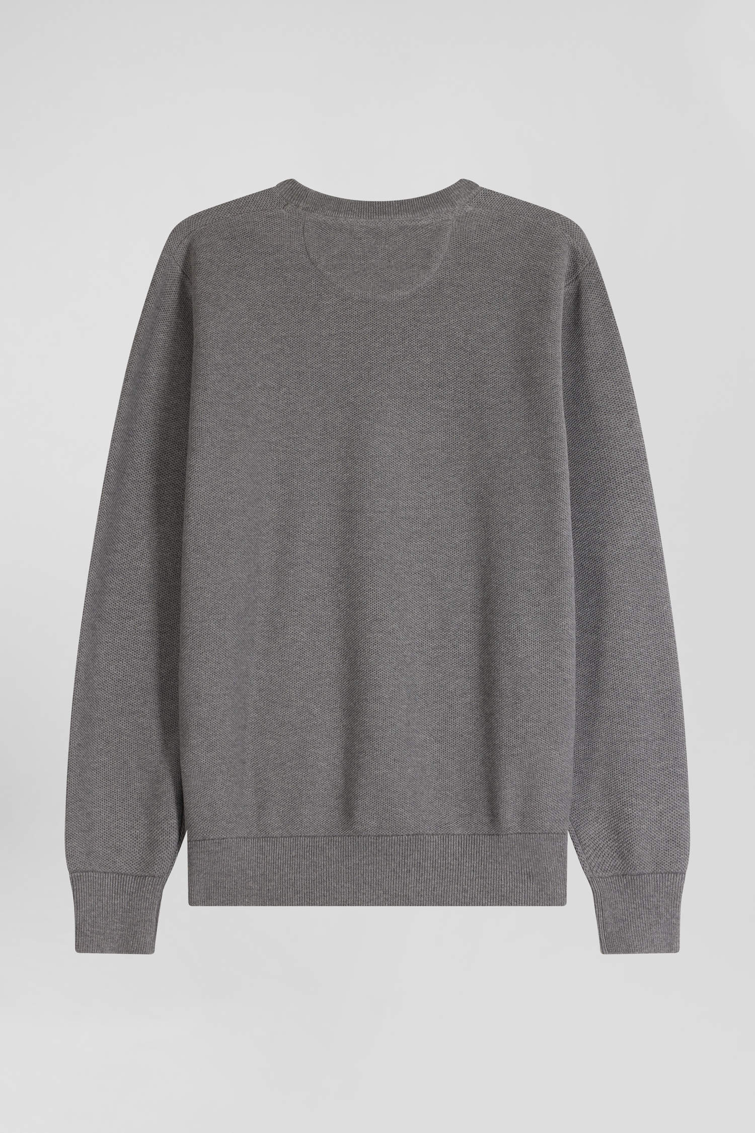 Regular grey cotton crew neck jumper