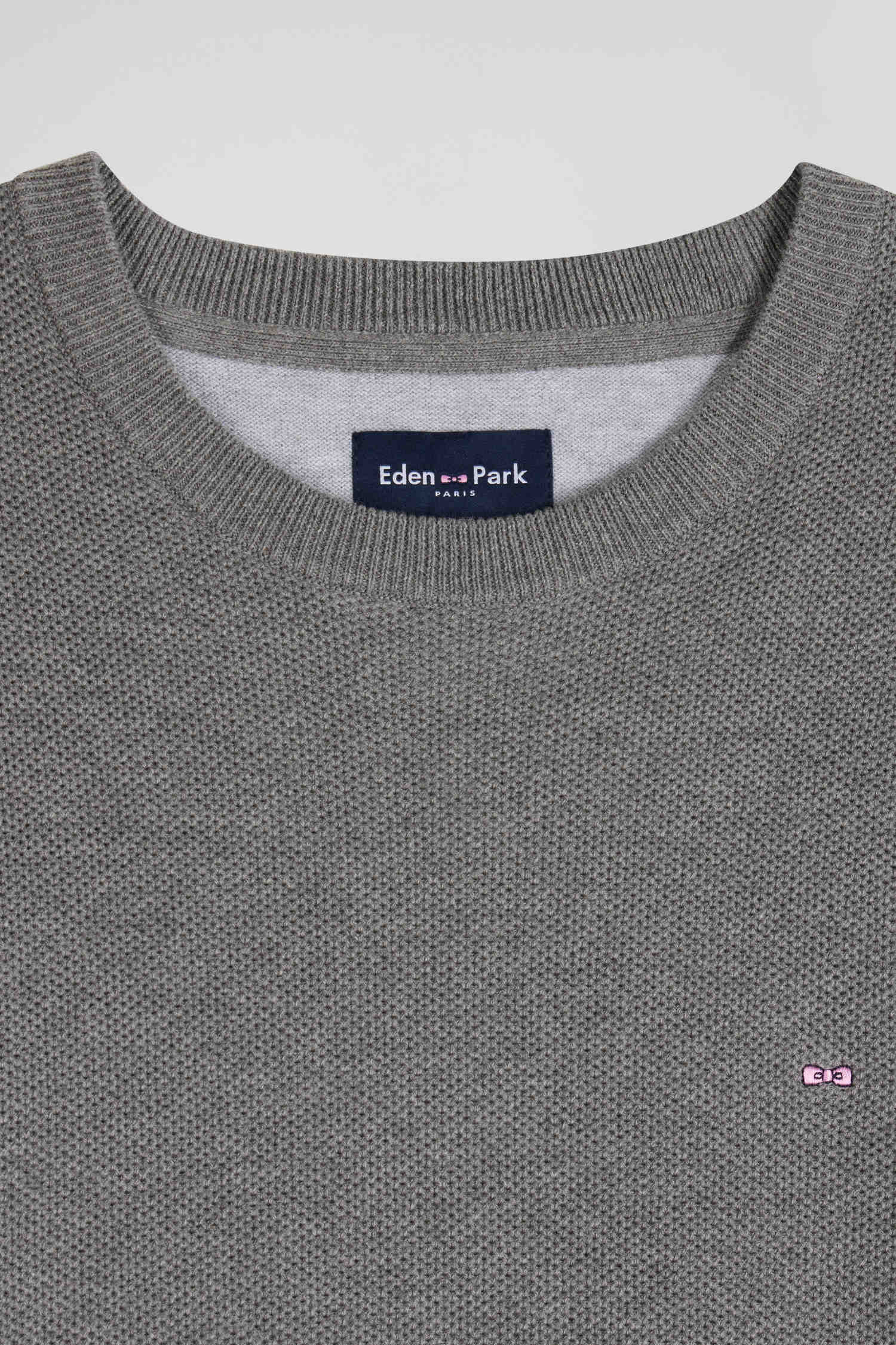 Regular grey cotton crew neck jumper