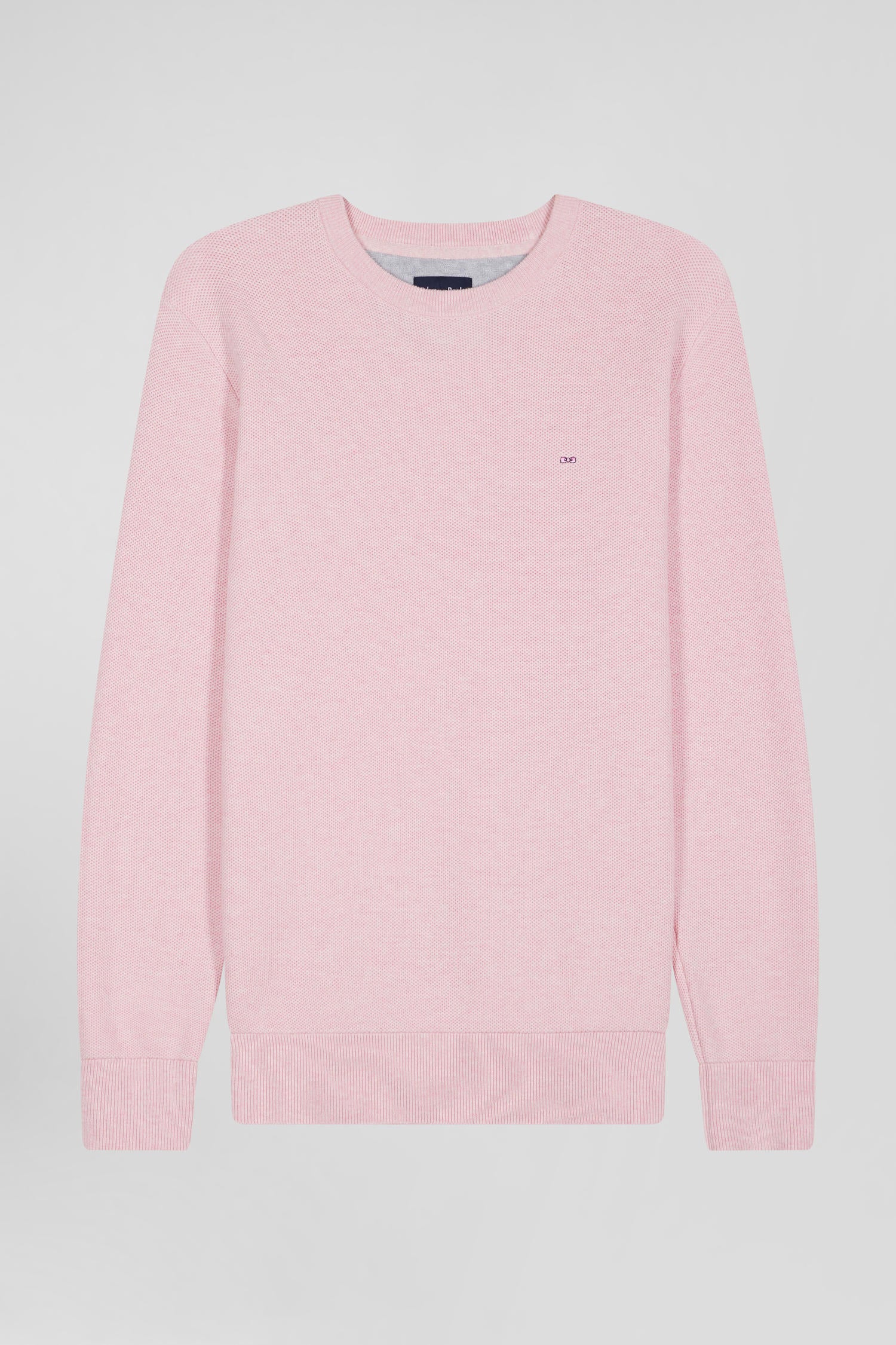 Regular pink cotton crew neck jumper