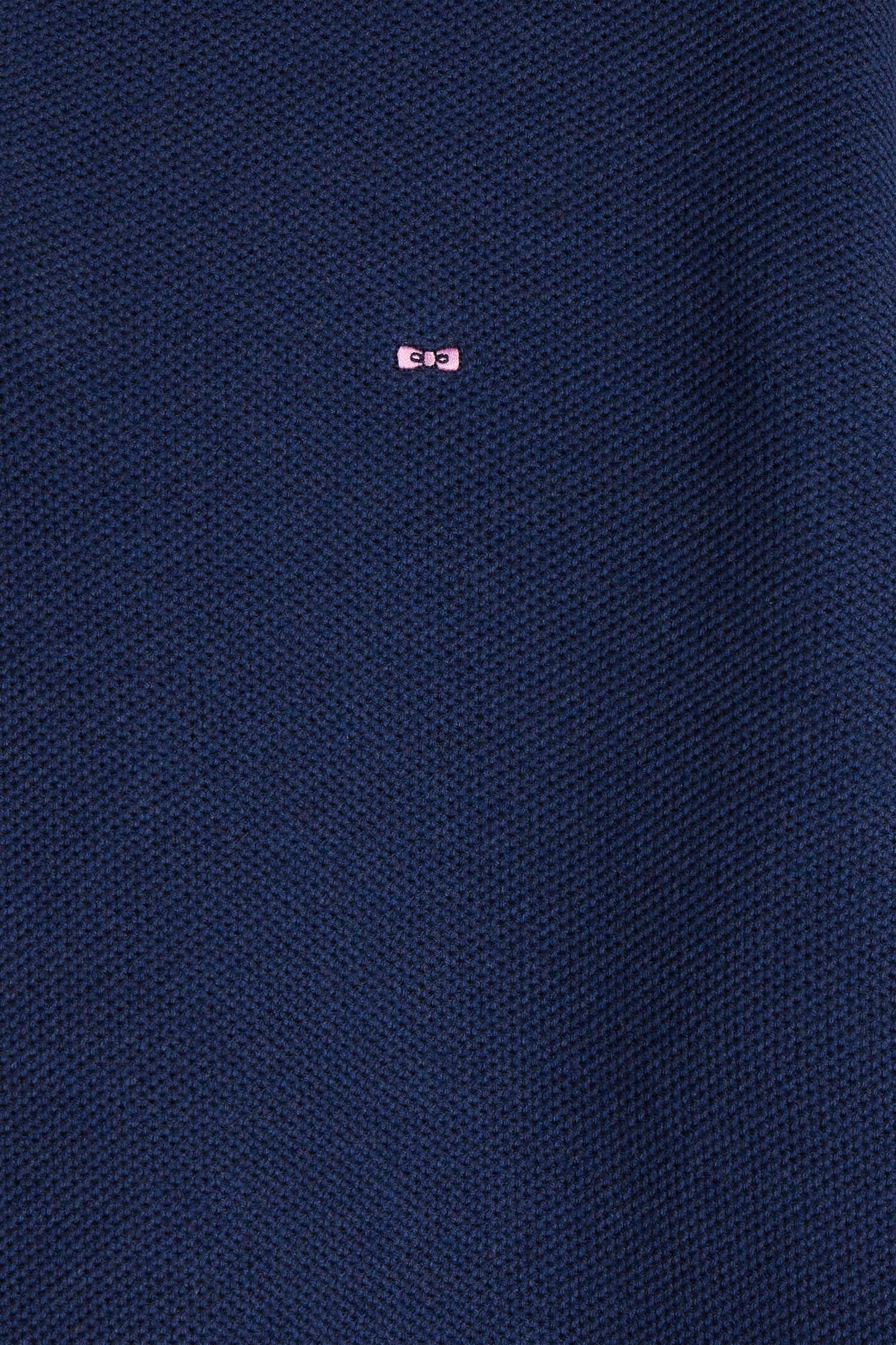 Regular dark blue cotton semi-zipped jumper