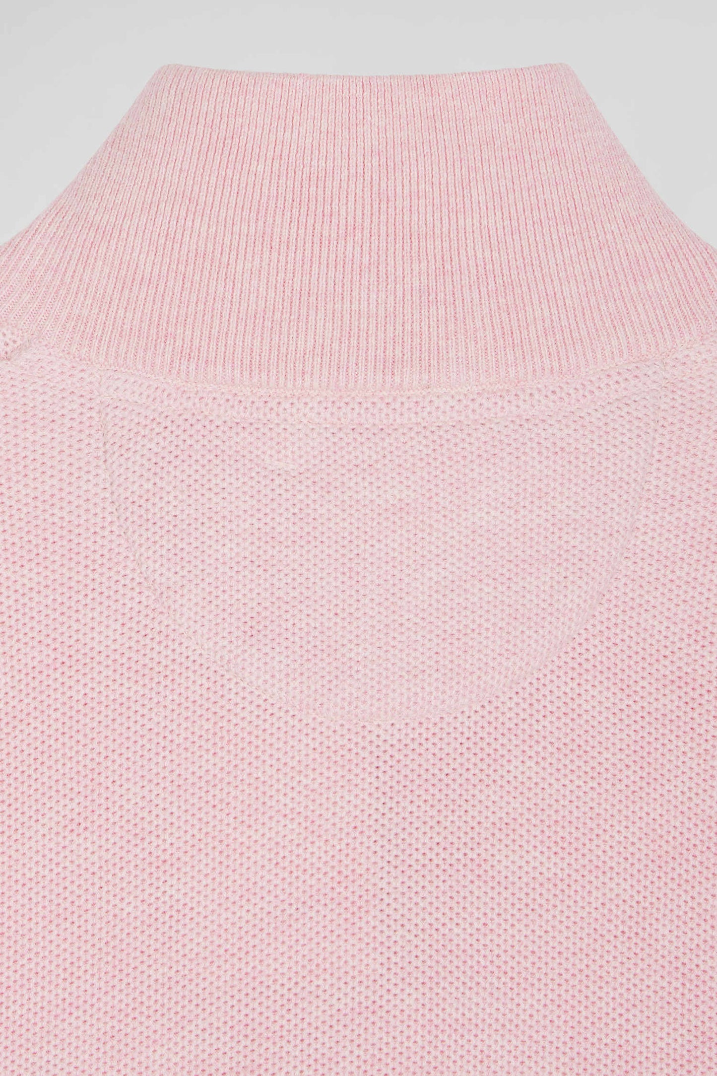 Regular pink cotton semi-zipped jumper