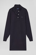 Regular navy blue wool dress with rugby shirt collar